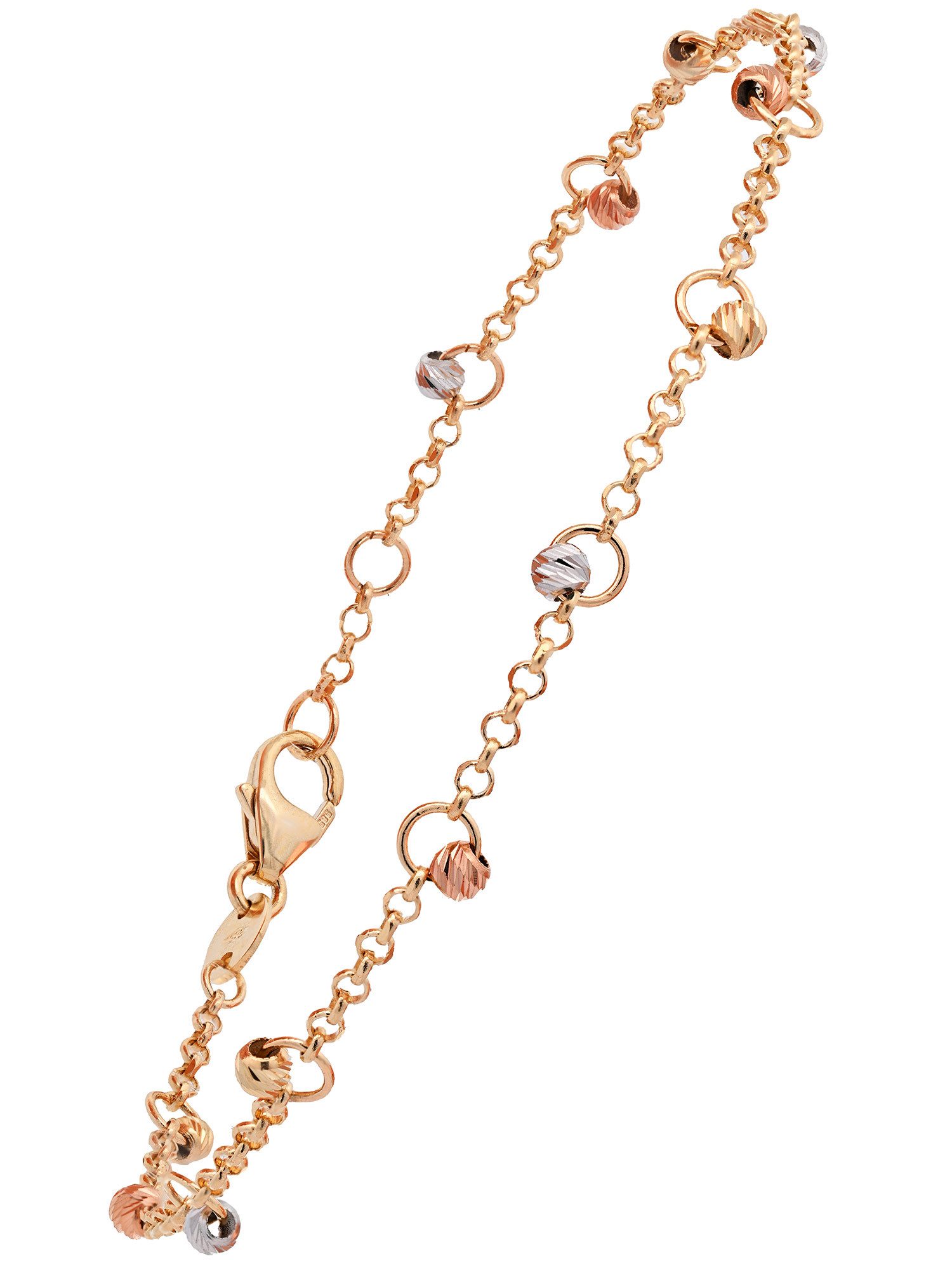 Goldarmband Goldkette Ankerkette mit Kügelchen 1,5mm Länge 19 cm 585-14 Karat Gold