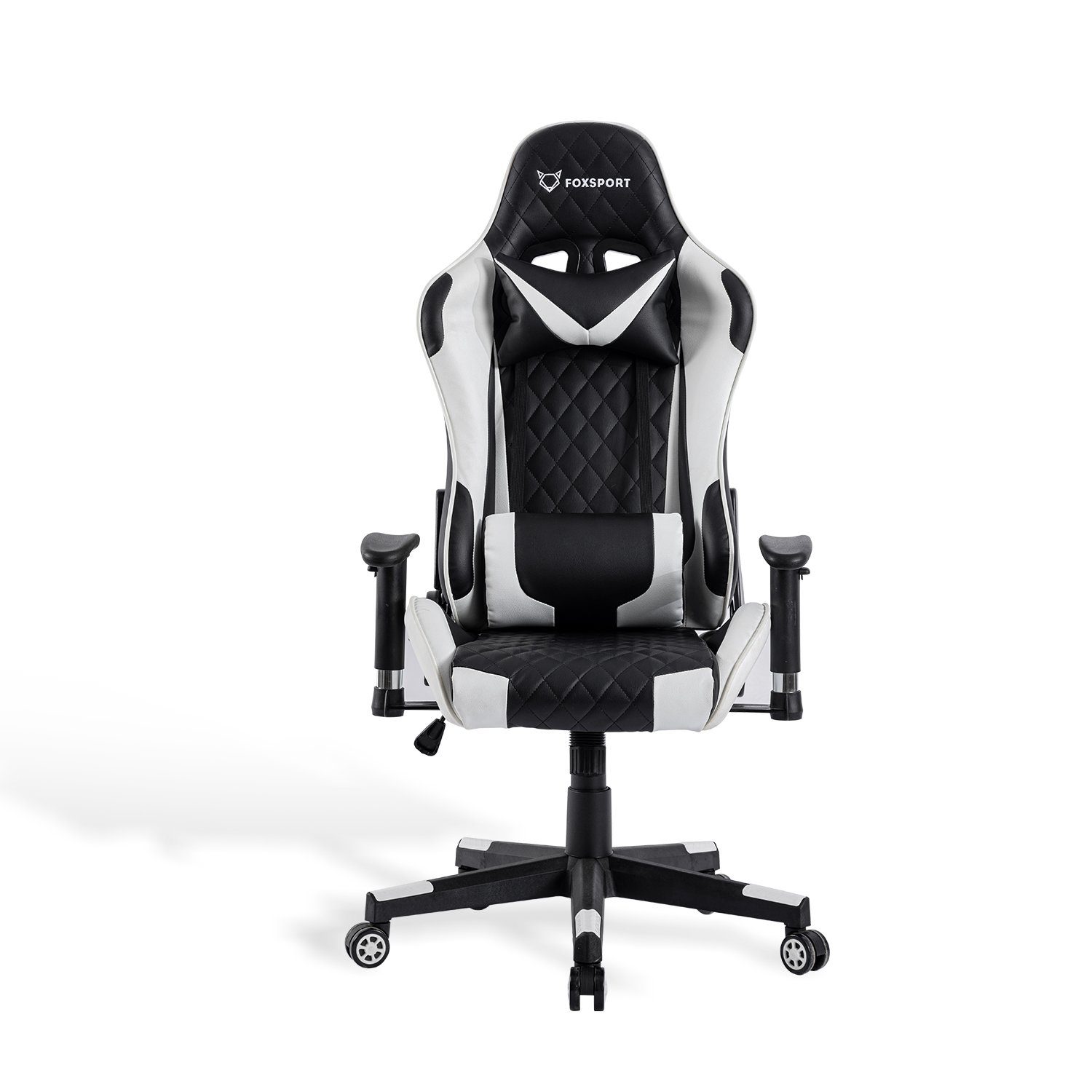 IKIDO Gaming-Stuhl Ergonomischer Spielestuhl (Professioneller Gamingstuhl), Verstellbare Rückenlehne, Ergonomischer Rahmen, Stoßdämpfendes Kissen weiß
