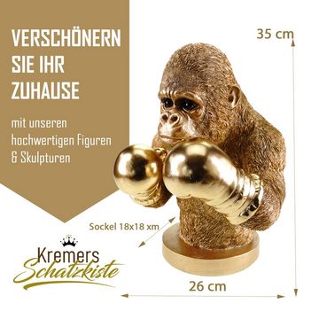 Kremers Schatzkiste Dekofigur XXL Dekofigur Gorillabüste Boxer mit Boxhandschuhen 35 cm Dekoration