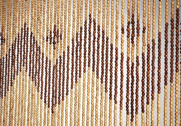 Türvorhang Holzperlenvorhang FLOW 55 Stränge 110x210 cm, Kobolo, Ösen (1 St), transparent
