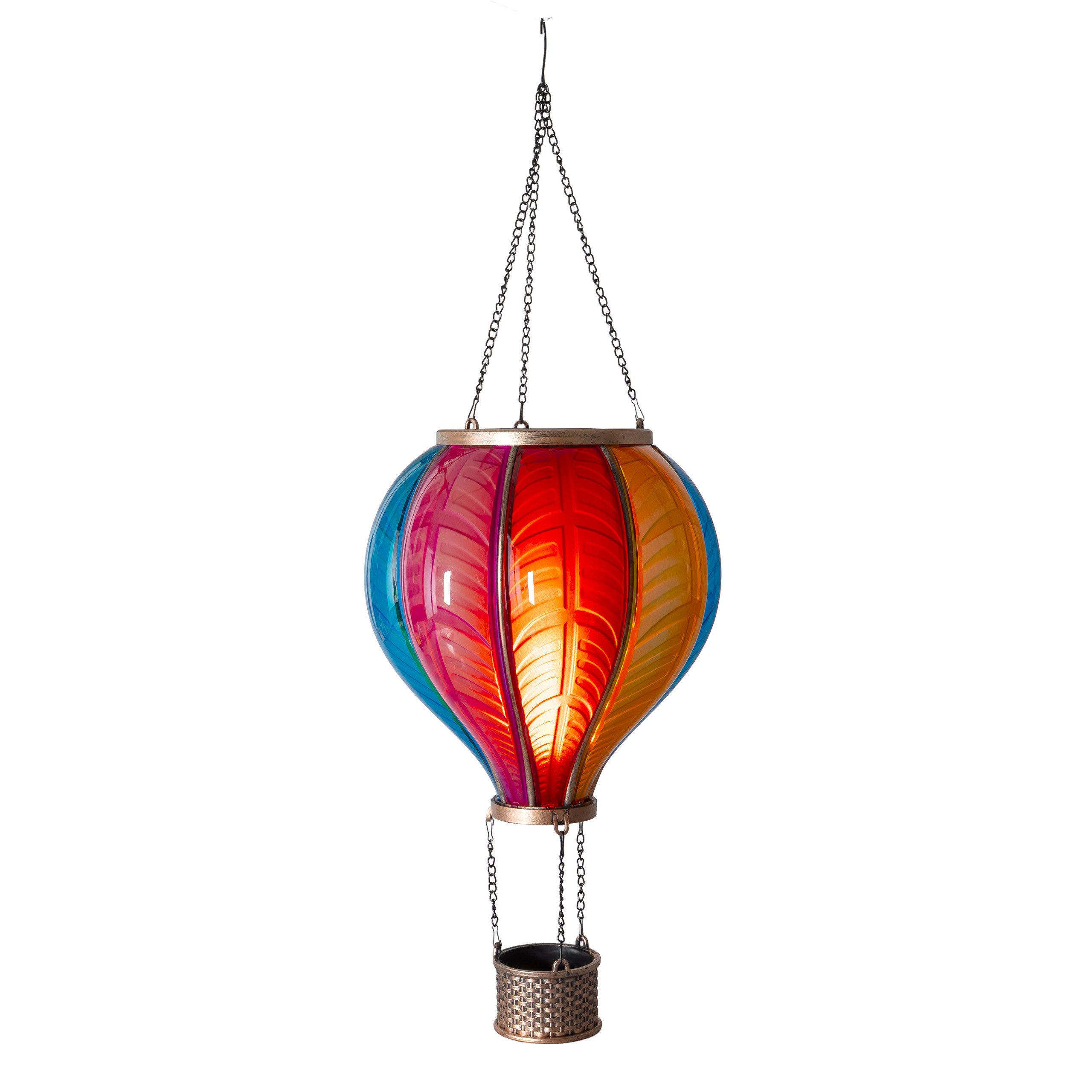 IC Gardenworld LED Solarleuchte LED Solar Heißluftballon mit Flammeneffekt Beleuchtung zum Aufhängen, LED fest integriert, warm-weiß mit Flammeneffekt