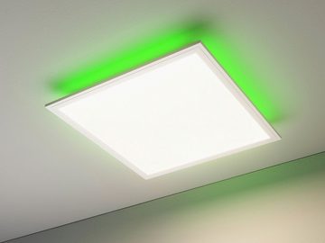casa NOVA LED Deckenleuchte COLORES PLUS, 1-flammig, 45 x 45 cm, Weiß, Backlight-Effekt, Dimmfunktion, RGB-Farbwechsel, LED fest integriert, Warmweiß, Neutralweiß, Tageslichtweiß, LED Deckenlampe, Aluminium, Kunststoff