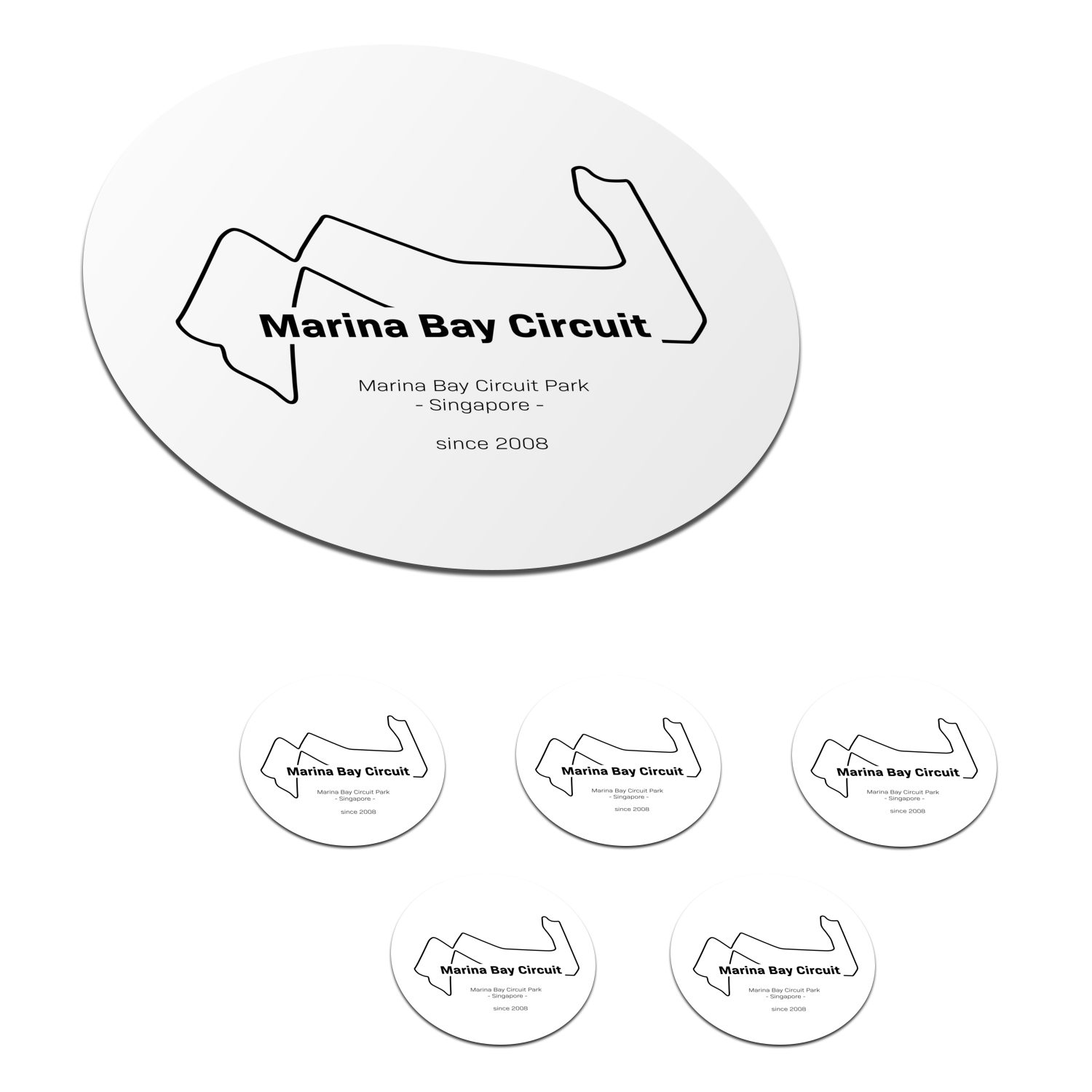MuchoWow Glasuntersetzer F1 - Singapur - Rennstrecke, Zubehör für Gläser, 6-tlg., Getränkeuntersetzer, Tassenuntersetzer, Korkuntersetzer, Tasse, Becher