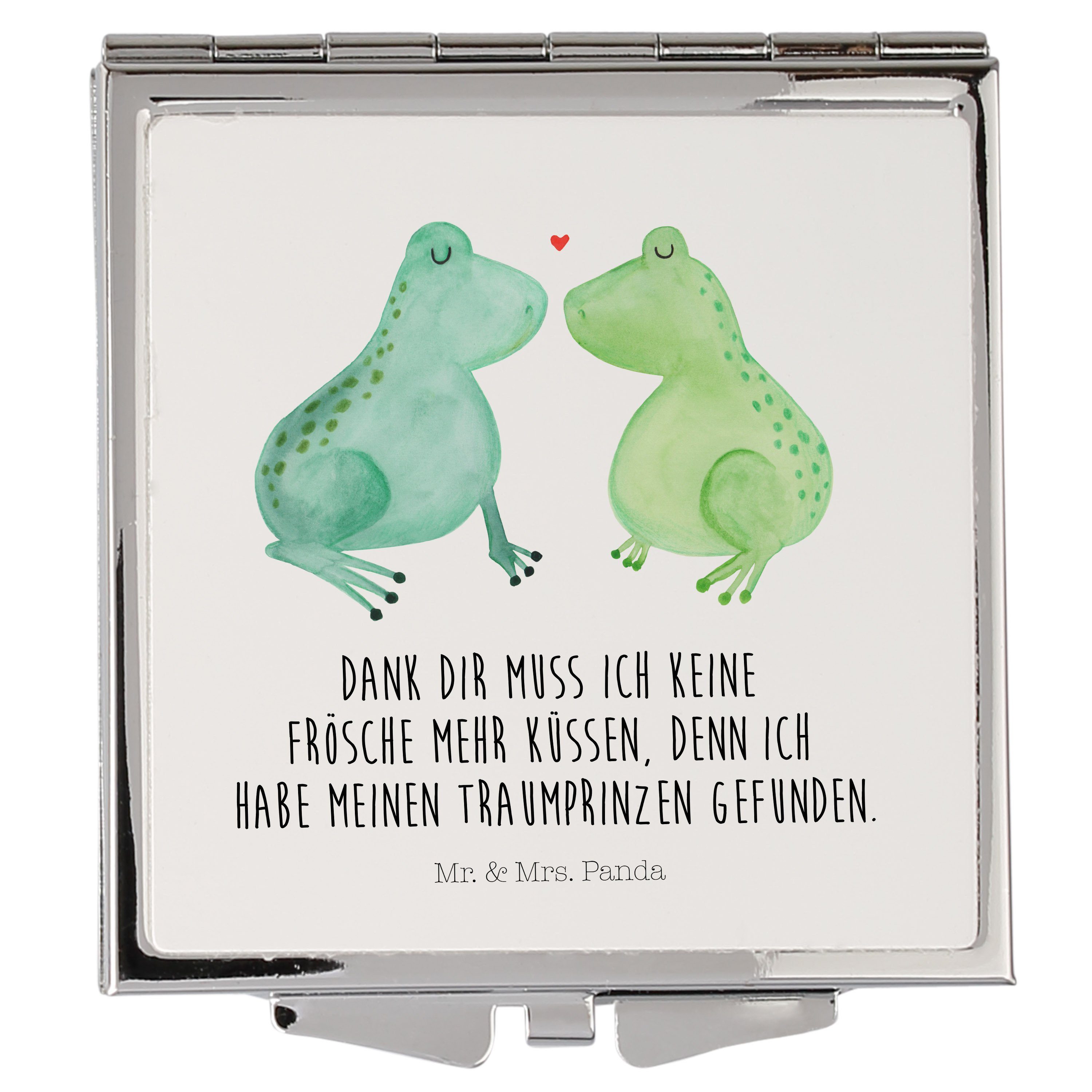 Mr. & Mrs. Panda Kosmetikspiegel Frosch Liebe - Weiß - Geschenk, Freundin, Kuss, Schminkspiegel, Quadr (1-St)