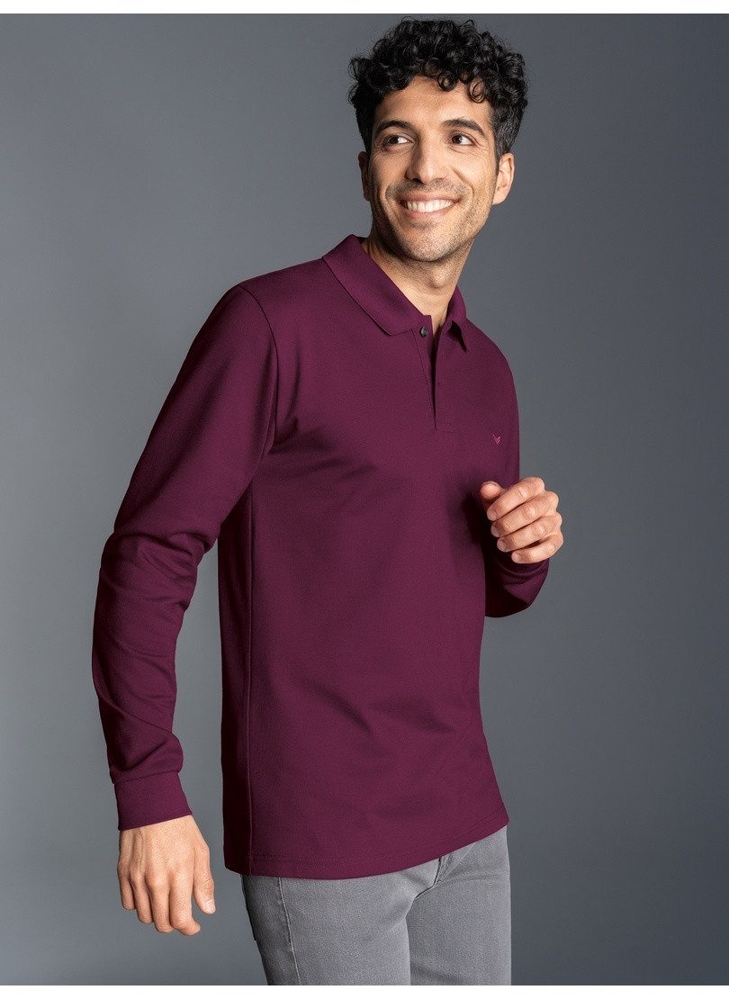 Trigema Poloshirt TRIGEMA Langarm Poloshirt mit Armbündchen (1-tlg)
