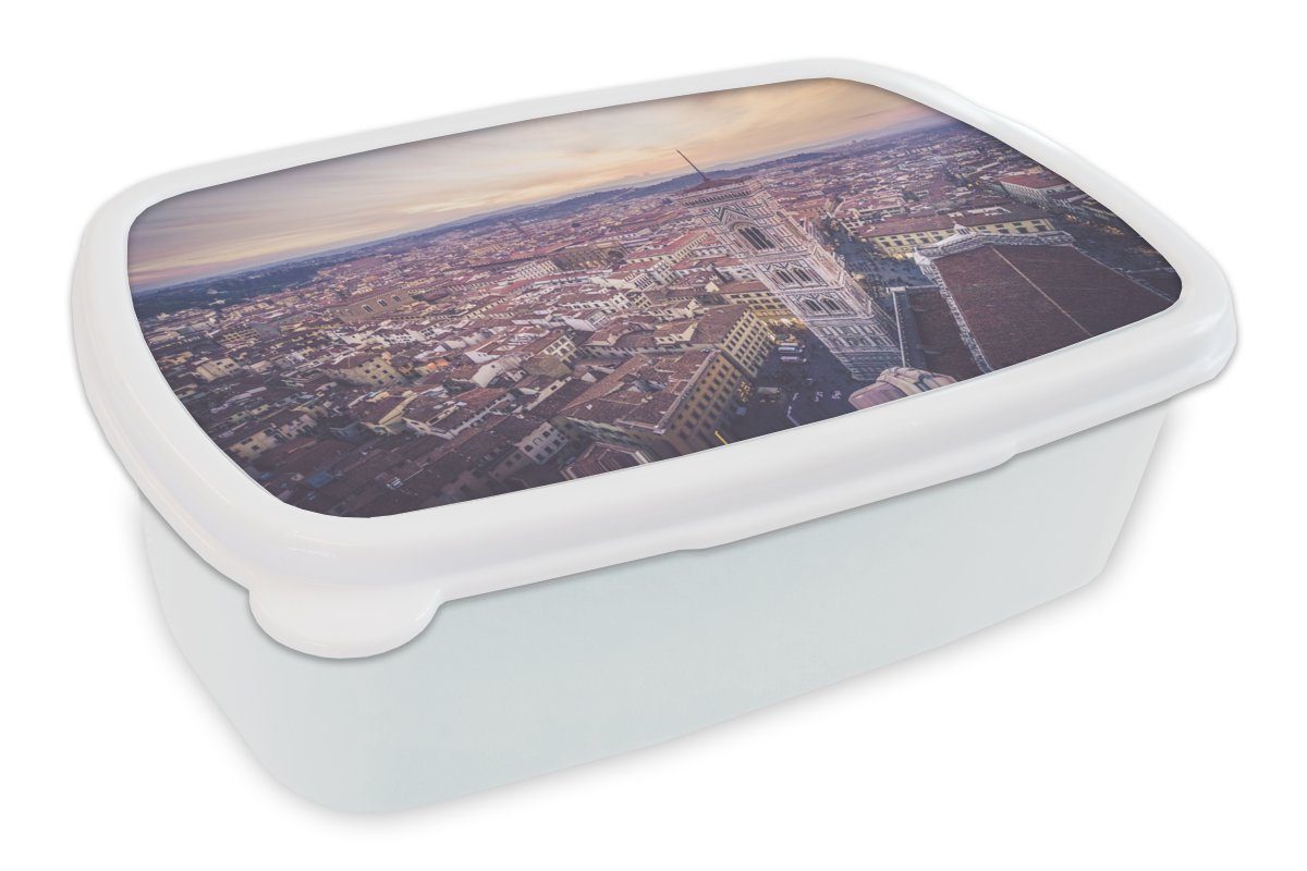 MuchoWow Lunchbox Italien - Himmel - Florenz, Kunststoff, (2-tlg), Brotbox für Kinder und Erwachsene, Brotdose, für Jungs und Mädchen weiß