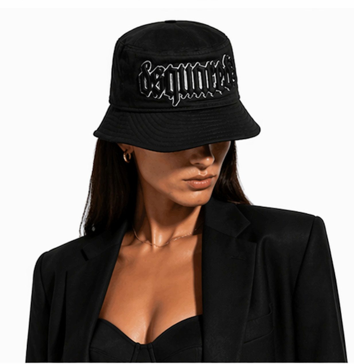 Dsquared2 Fischerhut Gothic Icon Retro Bucket Hat Cap Mütze Rare Neu Unisex Markantes, dreidimensional gesticktes DSQUARED2 Logo