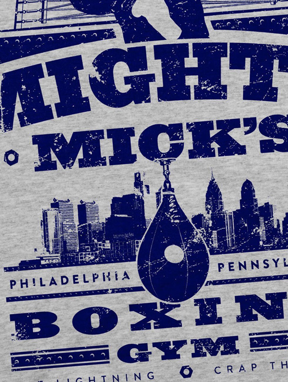Mick's Print-Shirt Rocky style3 mick gym grau Herren meliert T-Shirt mighty balboa Boxing