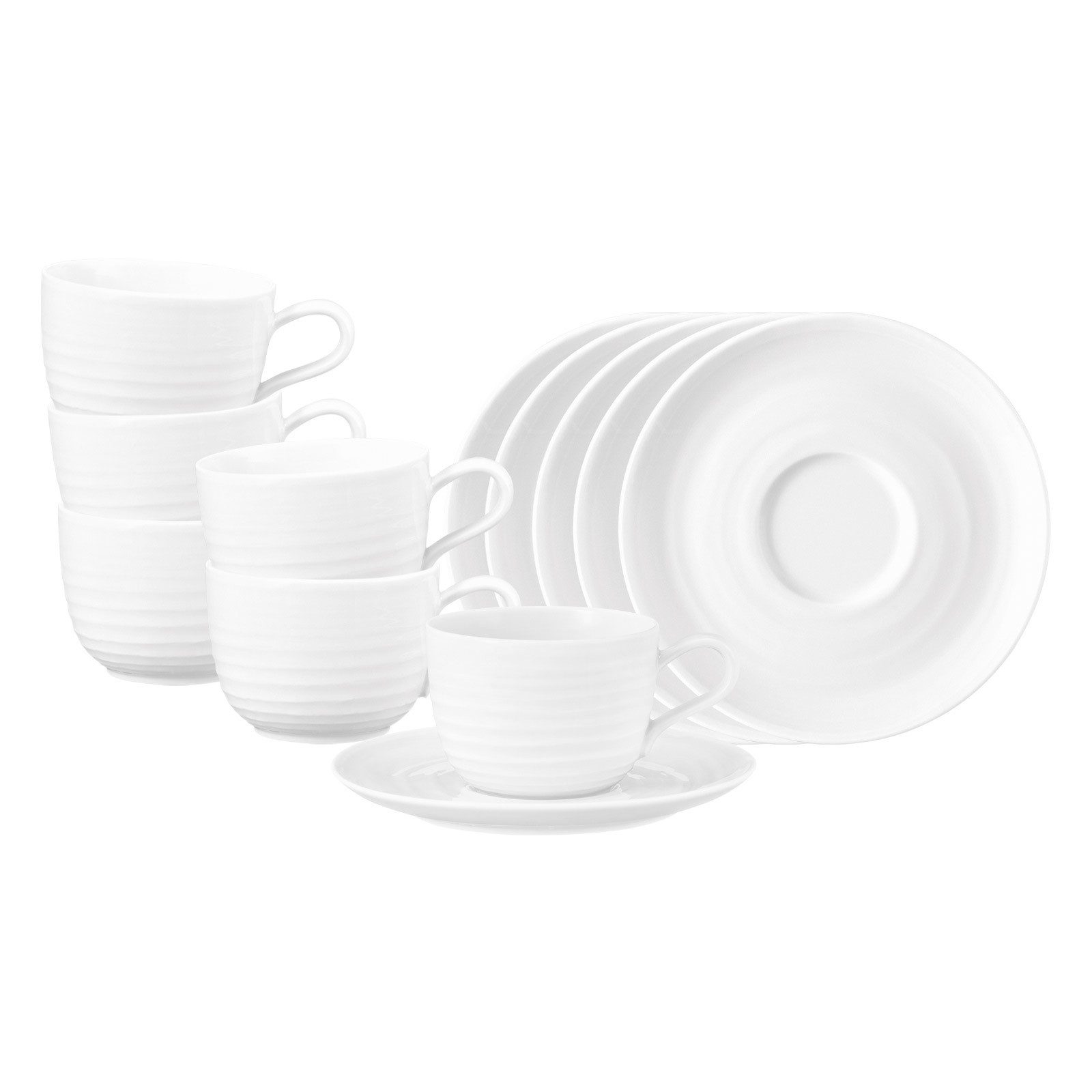 Seltmann Weiden Tasse Terra Kaffeetassen mit Untertassen 260 ml 6er Set, 12-tlg., Porzellan