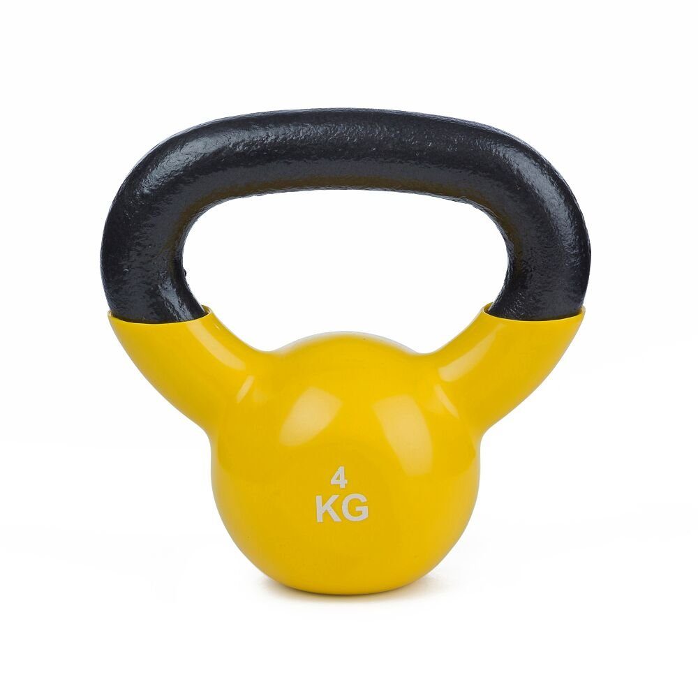 Sport-Thieme Kettlebell Kettlebell Vinyl, Trainiert Ausdauer, Koordination und Beweglichkeit 4 kg Gelb