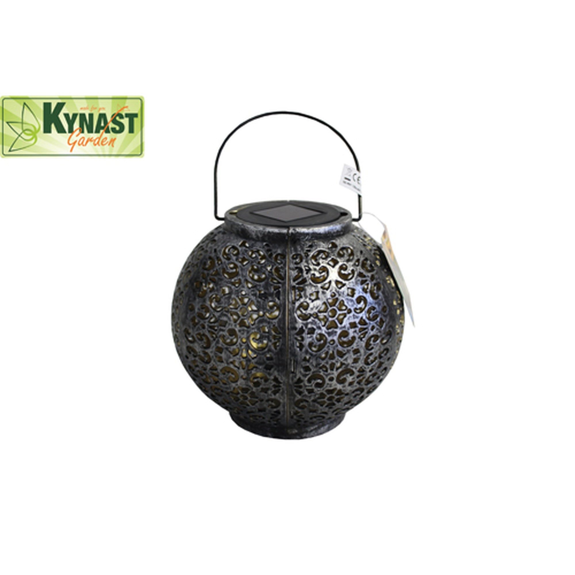 Kynast Garden LED Solarleuchte Solar Laterne Gartenleuchte Alt-Silber Ornament-Muster warmweiß 17cm