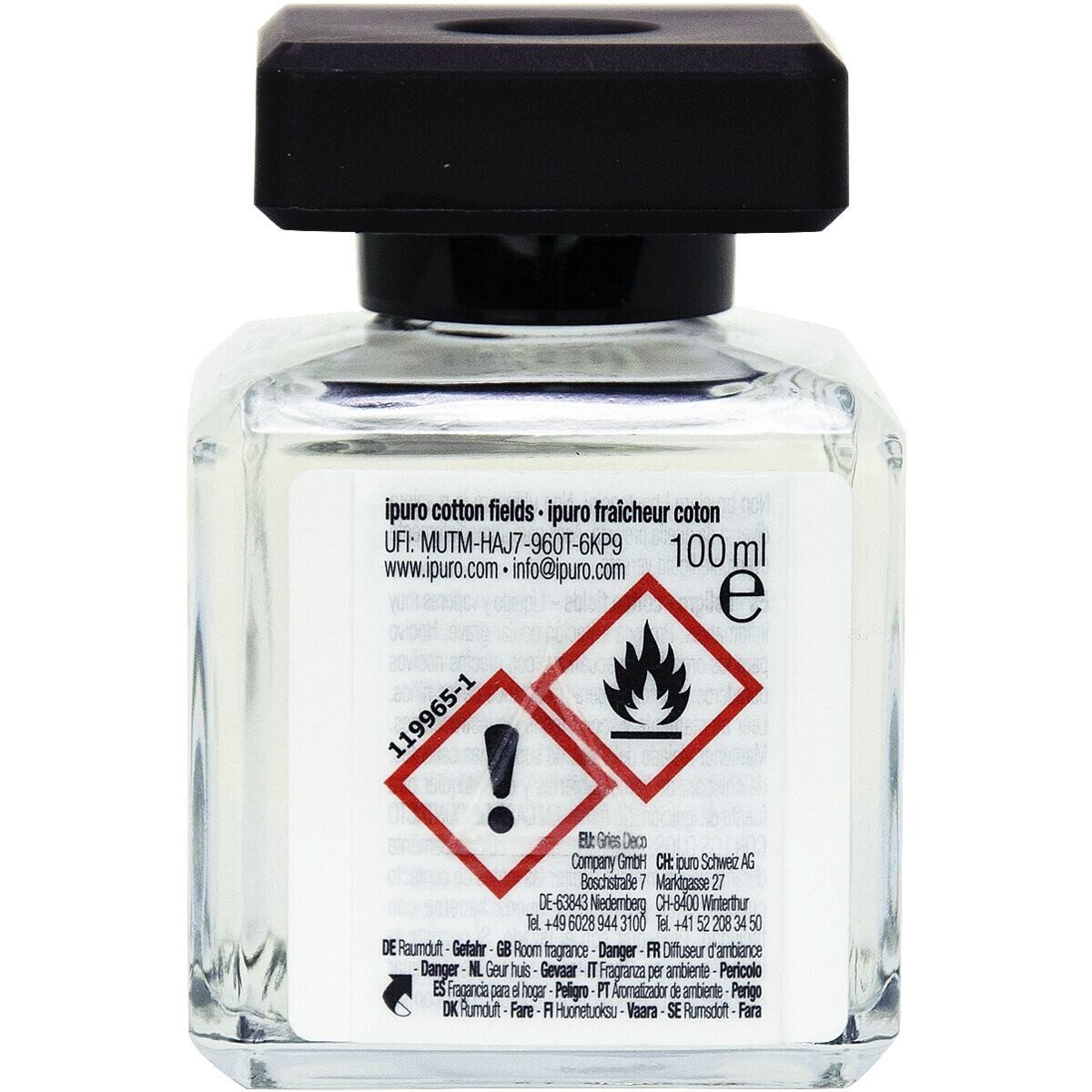 IPURO Raumduft Cotton Fields, 100 ml, Glasflakon mit Rattan-Holzstäbchen