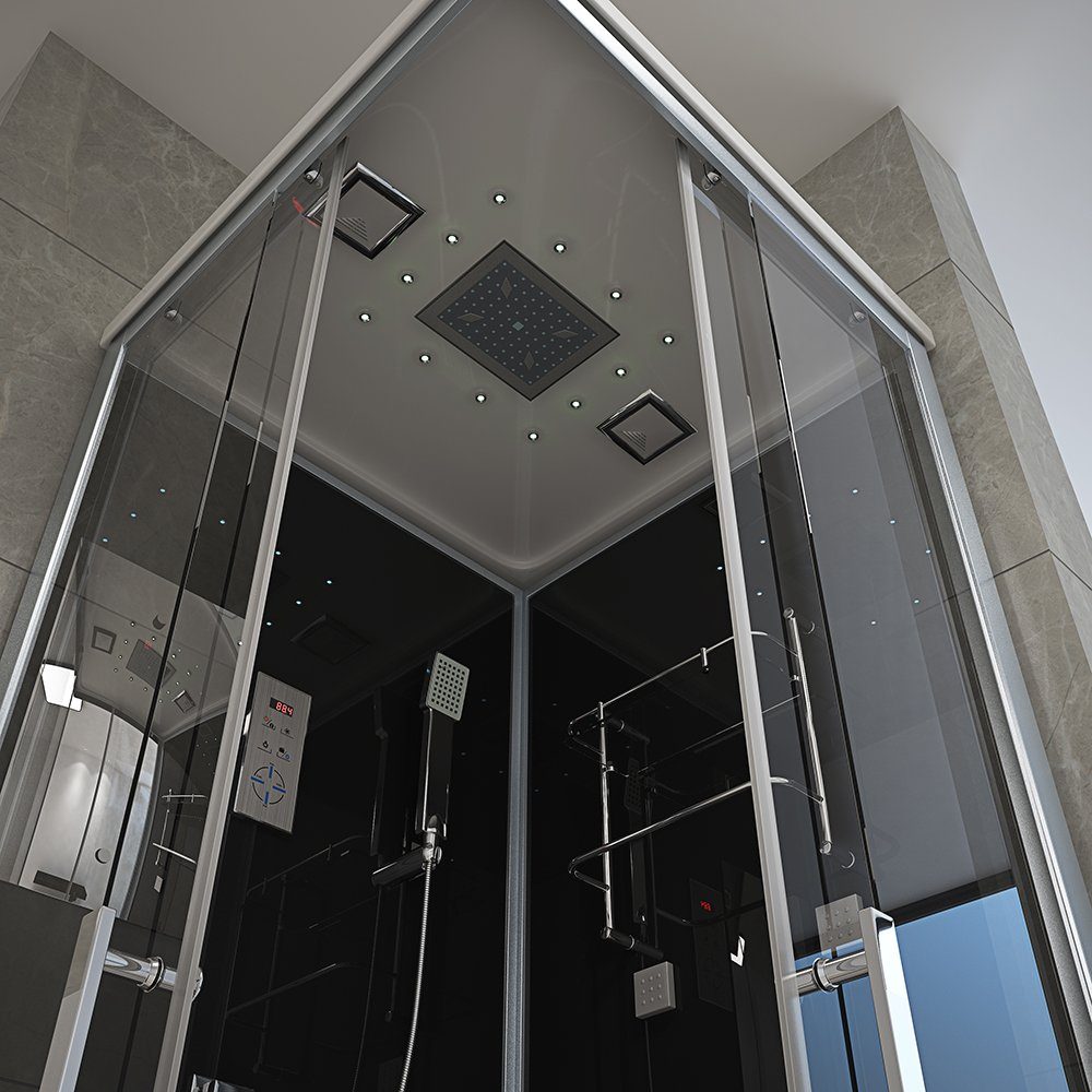 HOME DELUXE Eckdusche Duschkabine WAVE - S 90 x 80 cm, BxT: 90x80 cm, Regendusche, Duschtempel, Fertigdusche, Dusche Komplett – Bild 5 von 5