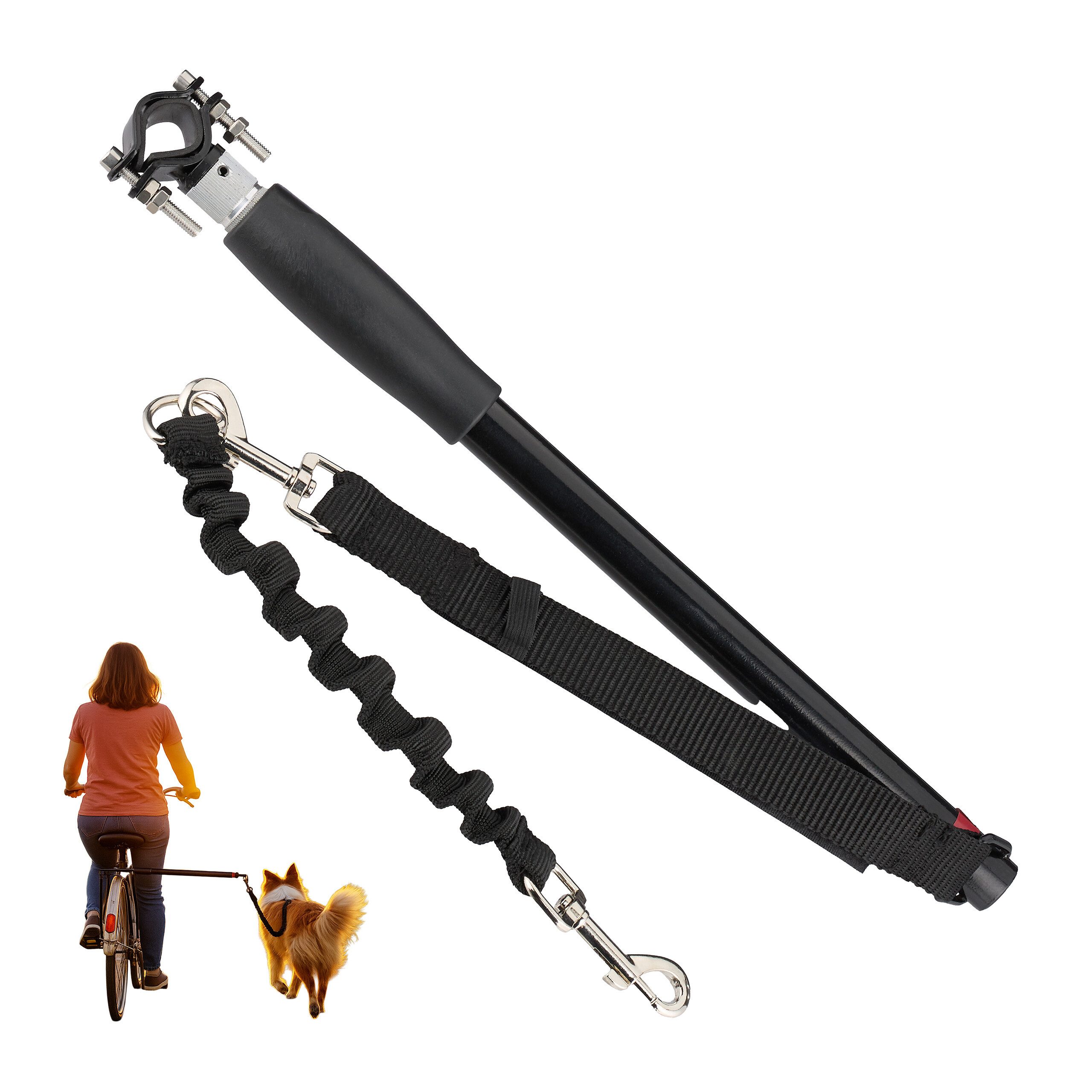 relaxdays Fahrradleine für Hunde mit Abstandhalter, Stahl (1-tlg)