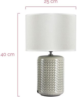 Pauleen LED Tischleuchte Go for Glow, Leuchtmittel wechselbar, Warmweiß, E27, 3-Step dimmbar weiß/grün, 230 V, Stoff/Keramik