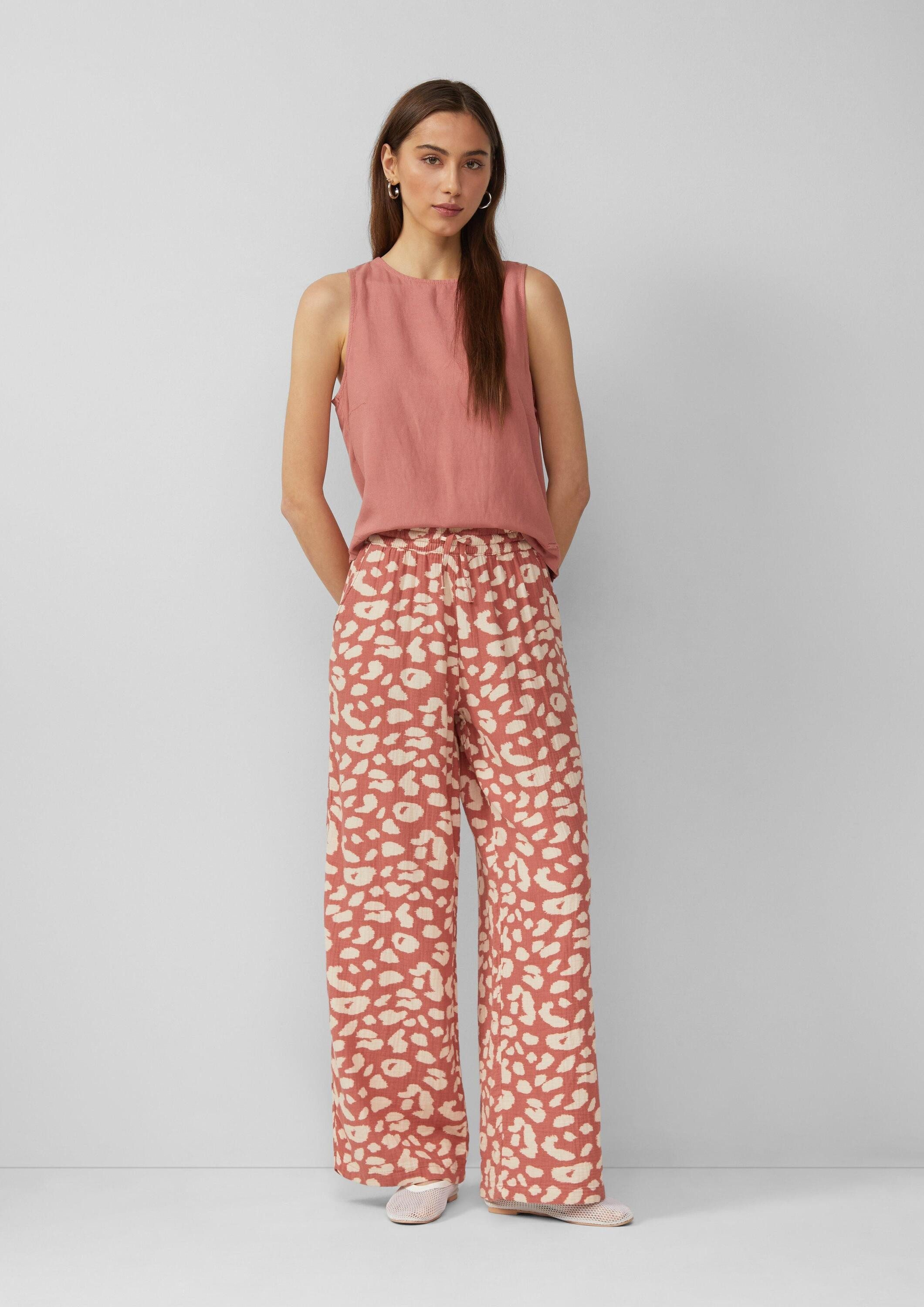 QS Chinos Hose Wide-Leg-Hose aus Musselin günstig online kaufen