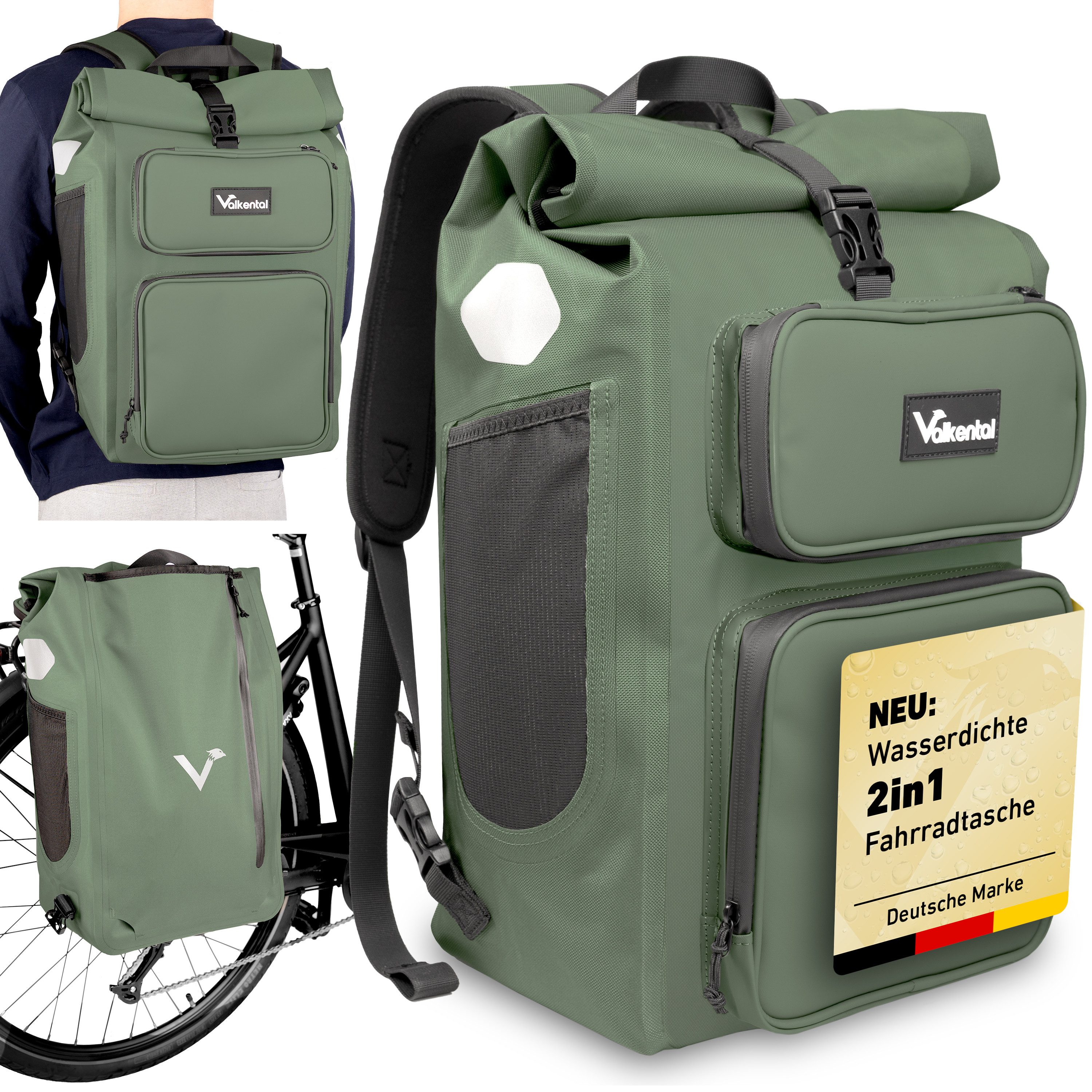 Gepäckträgertasche Gepäckträgertasche 2in1 Fahrradtasche mit Rucksackfunktion UrbanX