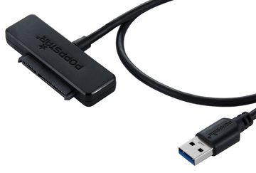 Poppstar Anschlusskabel für externe Festplatten USB-Adapter S-ATA zu USB 3.0 Typ A, USB-A Festplattenadapter SSD, 2,5/3,5" (ohne Netzteil)