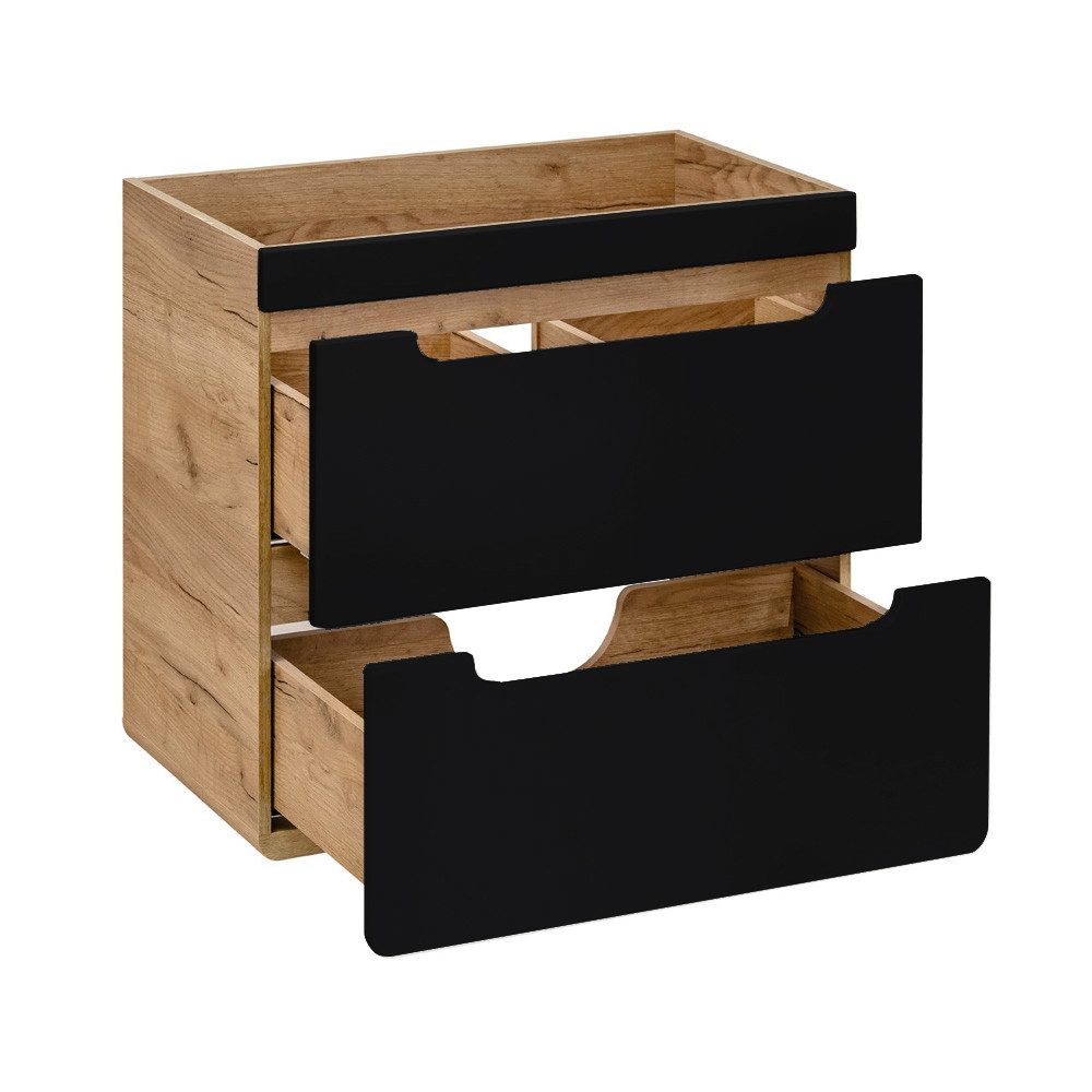Lomadox Waschbeckenschrank NEW-LUTON Wotan Eiche Nb. OHNE Becken 60/59/46 cm