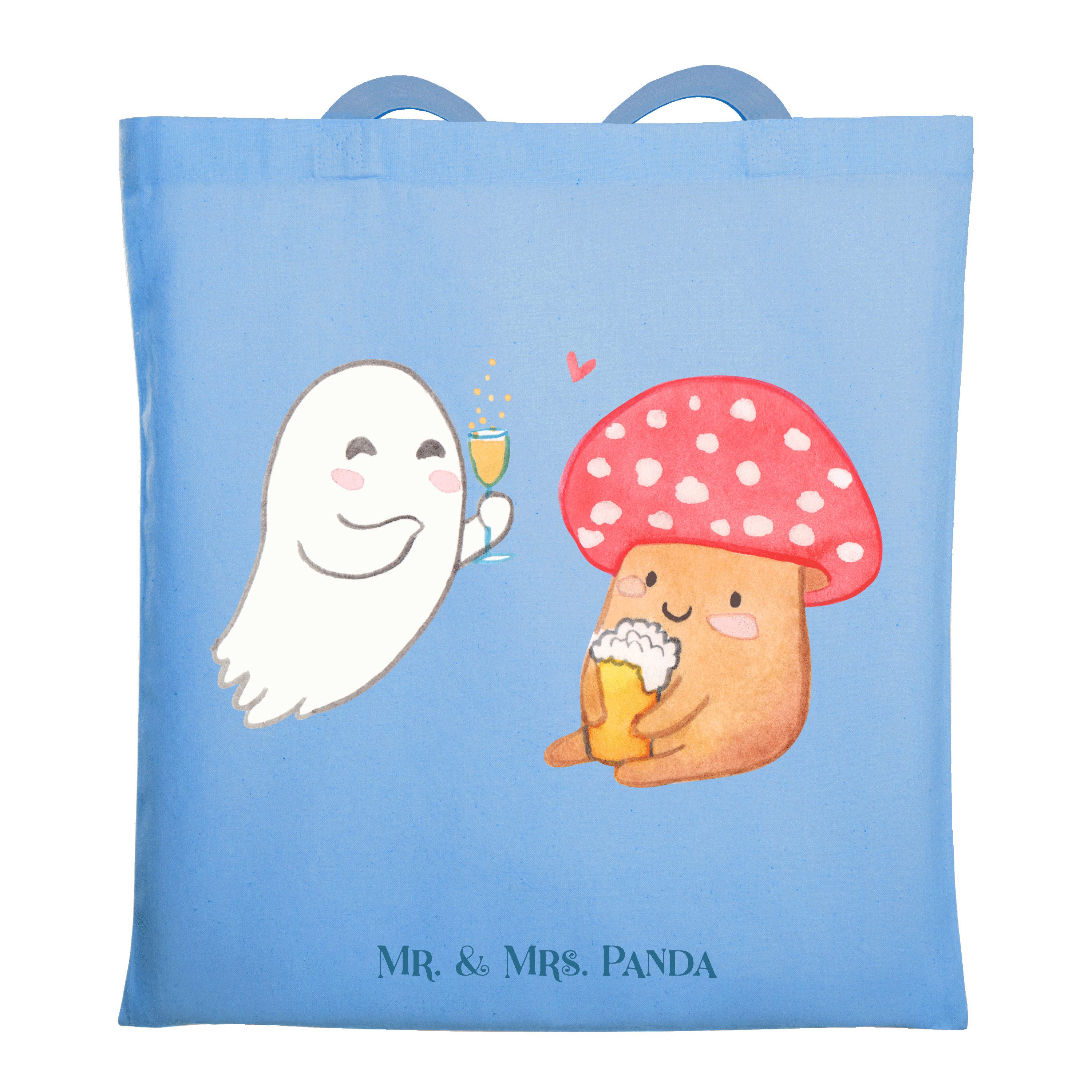 Mr. & Mrs. Panda Tragetasche Gespenst Prost, Schultasche, Sky Blue, Pils, Laptoptasche, Sekt, Ta (Packung, 1-tlg)