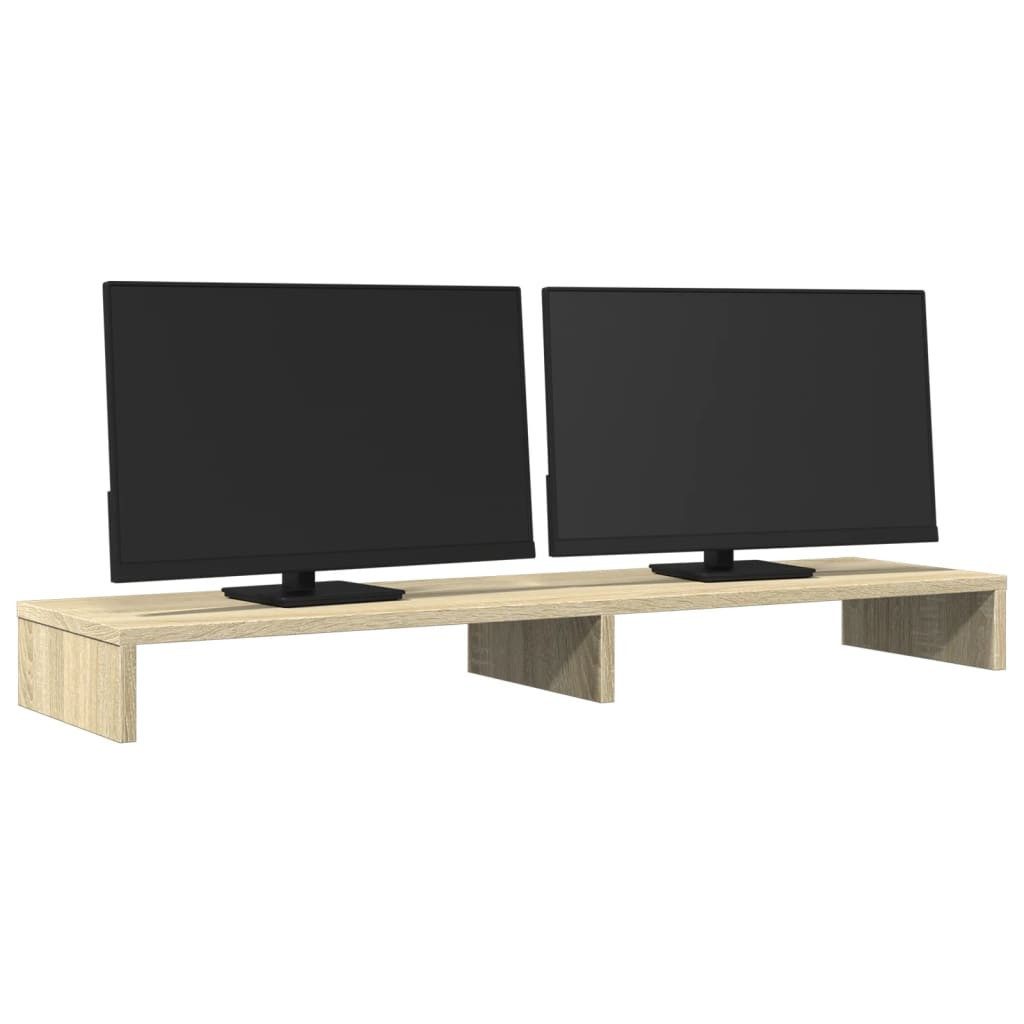 vidaXL Monitor-Halterung 100 x 27 x 10 cm Monitorständer Sonoma Eiche 100x27x10 cm Spanplatte, (2-tlg)
