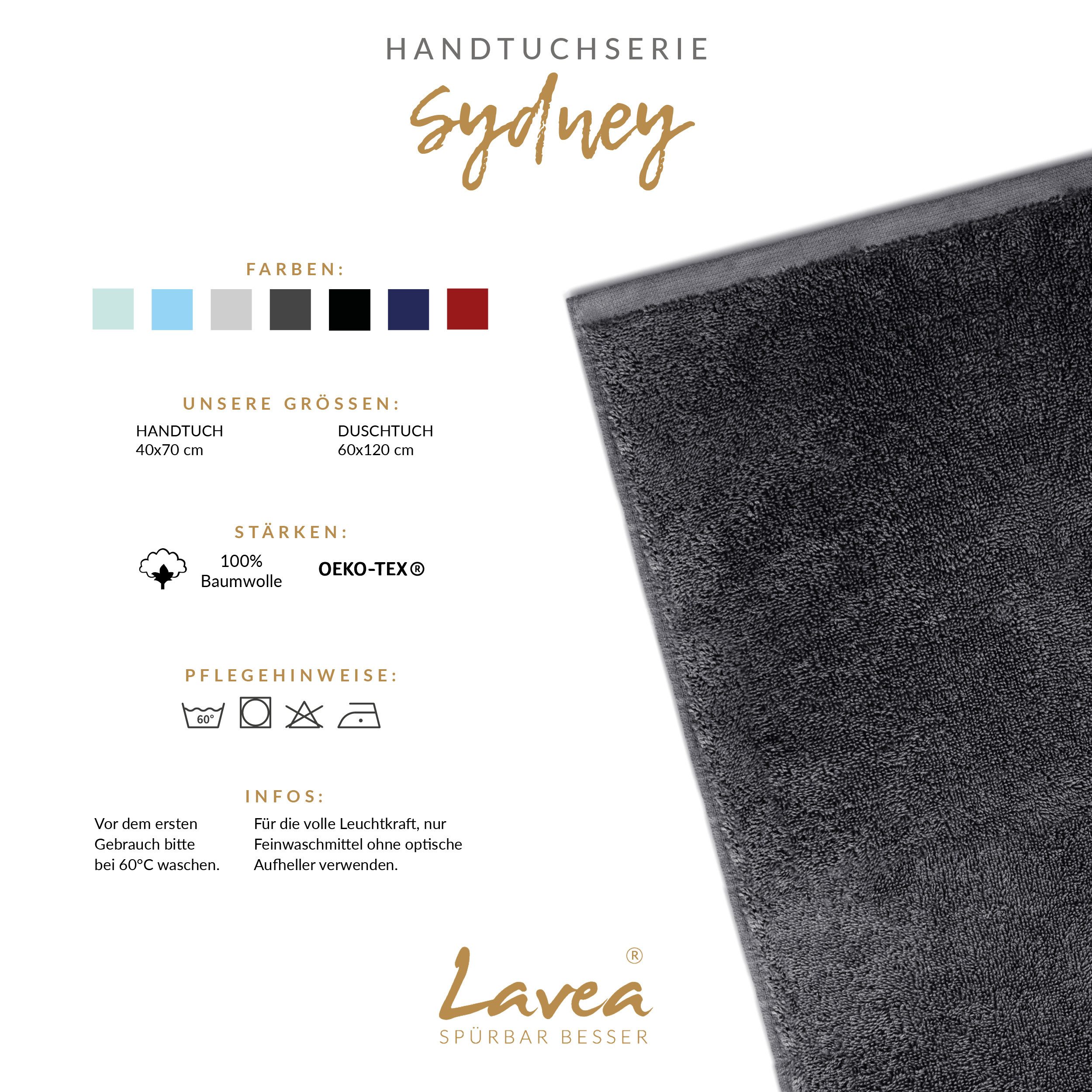 Lavea Handtücher Sydney Set Handtuch oder Duschtuch, (8-St), 500 g/m² Frottier, weich & saugstark, pflegeleicht
