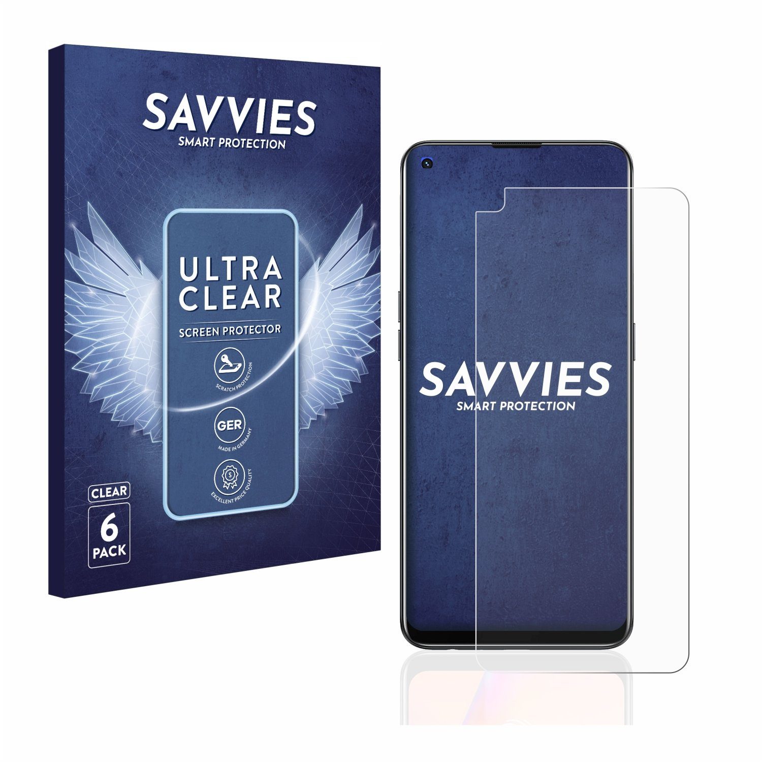 Savvies Displayschutzfolie Schutzfolie für Oppo A94 5G, 6 Stück, Displayschutz Schutz Folie Klar Transparent