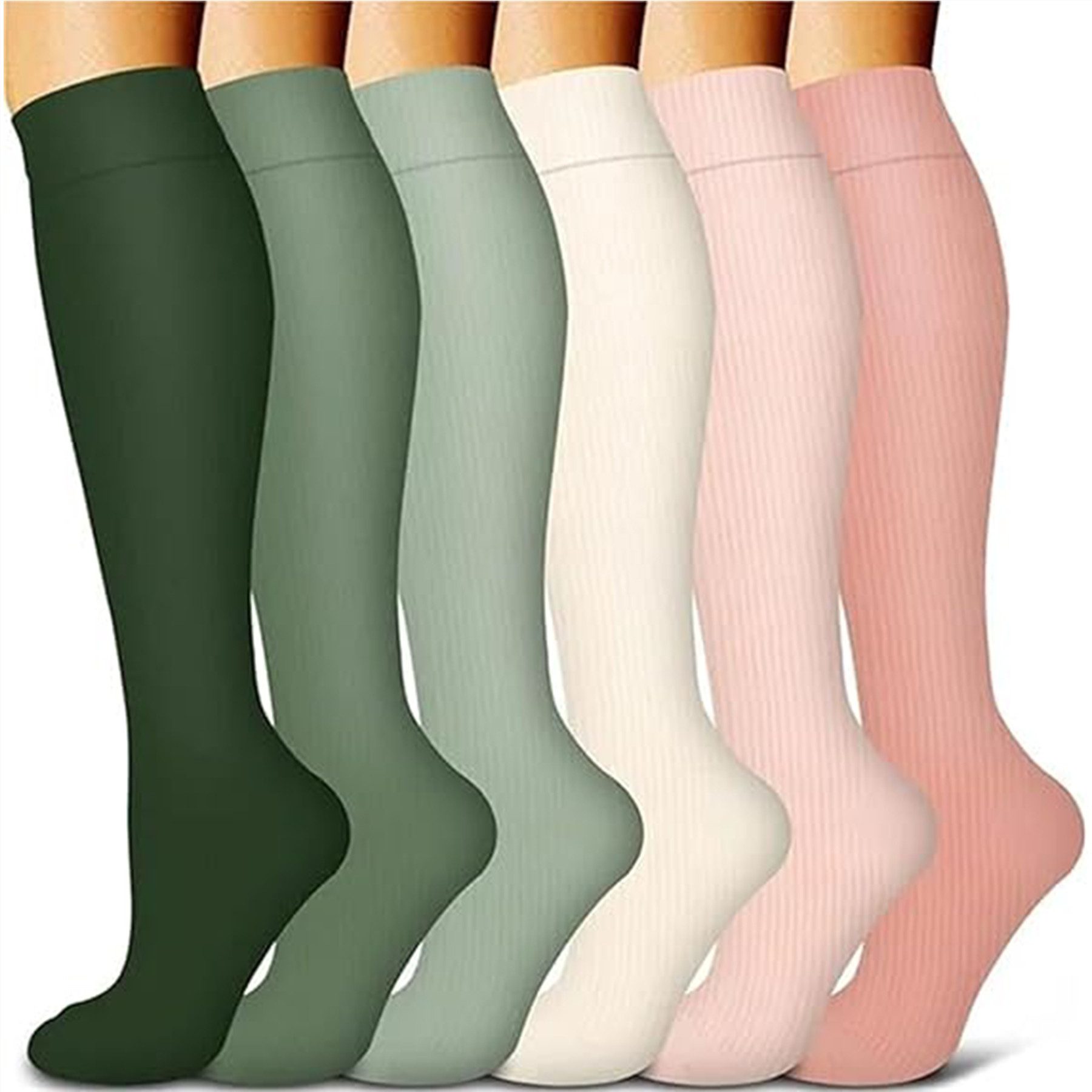 Mutig Kompressionsstrümpfe 6 Paar Kompressionsstrümpfe 15-30mmHg,Stützstrümpfe für Damen & Herren (für Flug, Sport, Laufen, Radsport, Krankenschwester,Schwangerschaft, 6 Paar Medizinstrümpfe für Krankenschwestern auf Flugreisen) Bunte Stützstrümpfe,Abgest