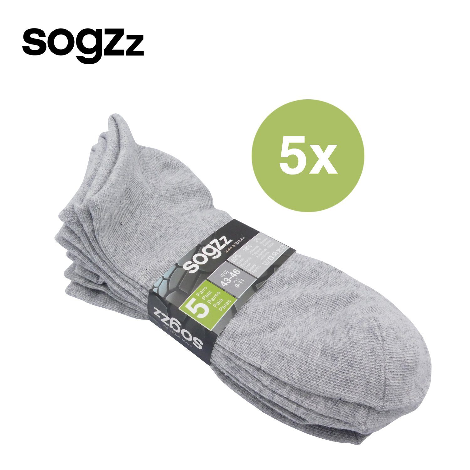 sogzz Sneakersocken 80% Baumwolle 5-60 Grau Paar Sneaker (5-Paar) Weiß Damen Socken Schwarz Herren