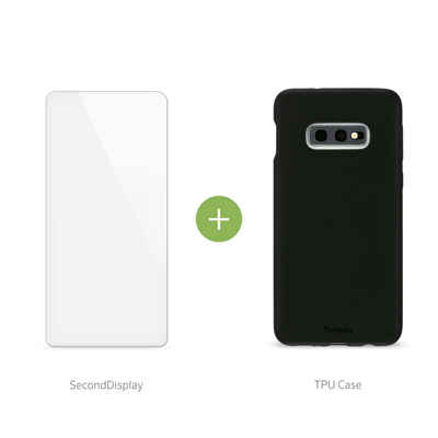 Artwizz Smartphone-Hülle Artwizz TPU Case + SecondDisplay Set geeignet für [Galaxy A7 (2015)] - Schutzhülle mit matter Rückseite + Displayschutz aus Sicherheitsglas - Schwarz