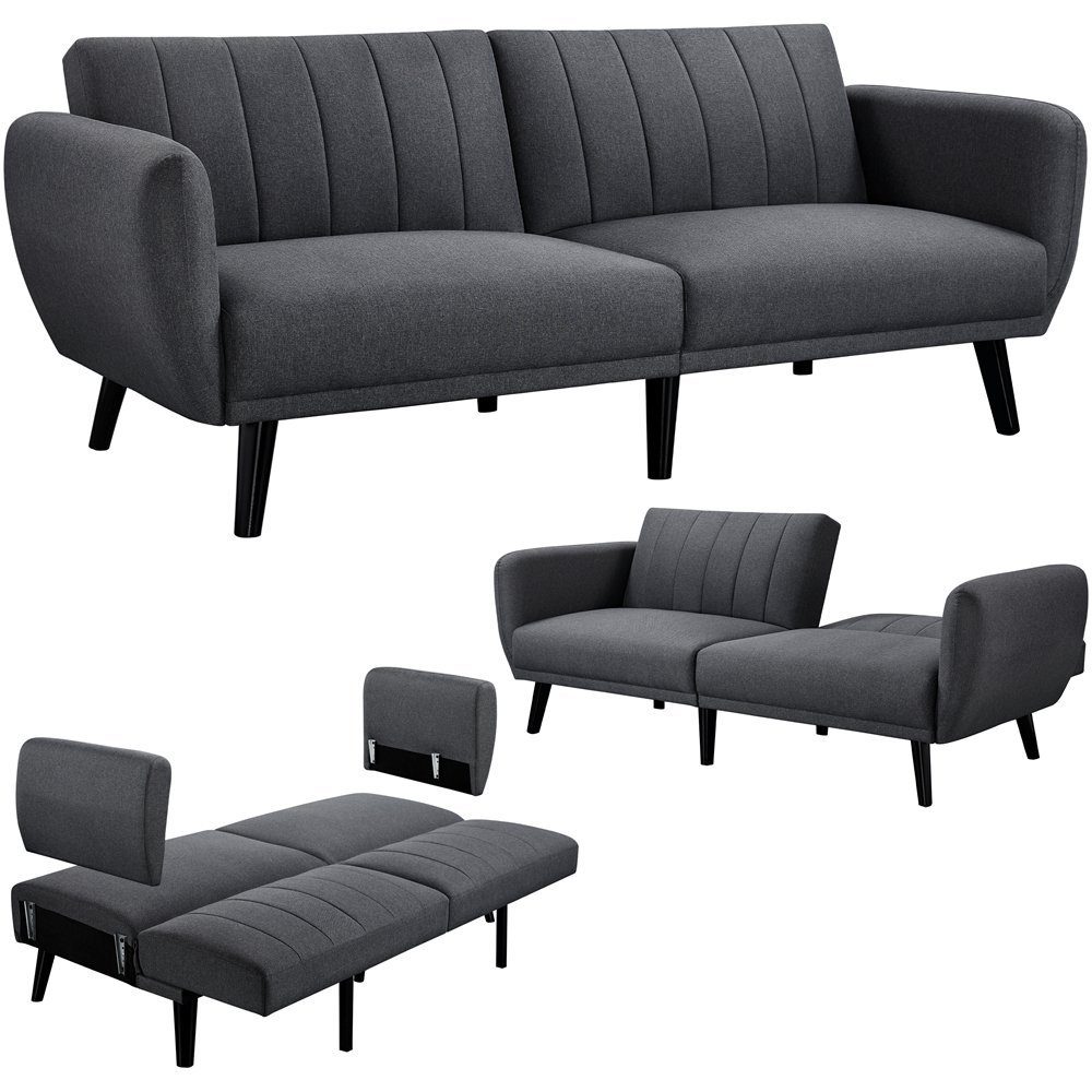 fürs mit Schlaffunktion Sofa Yaheetech Wohnzimmer 3-Sitzer Klappsofa Schlafsofa,