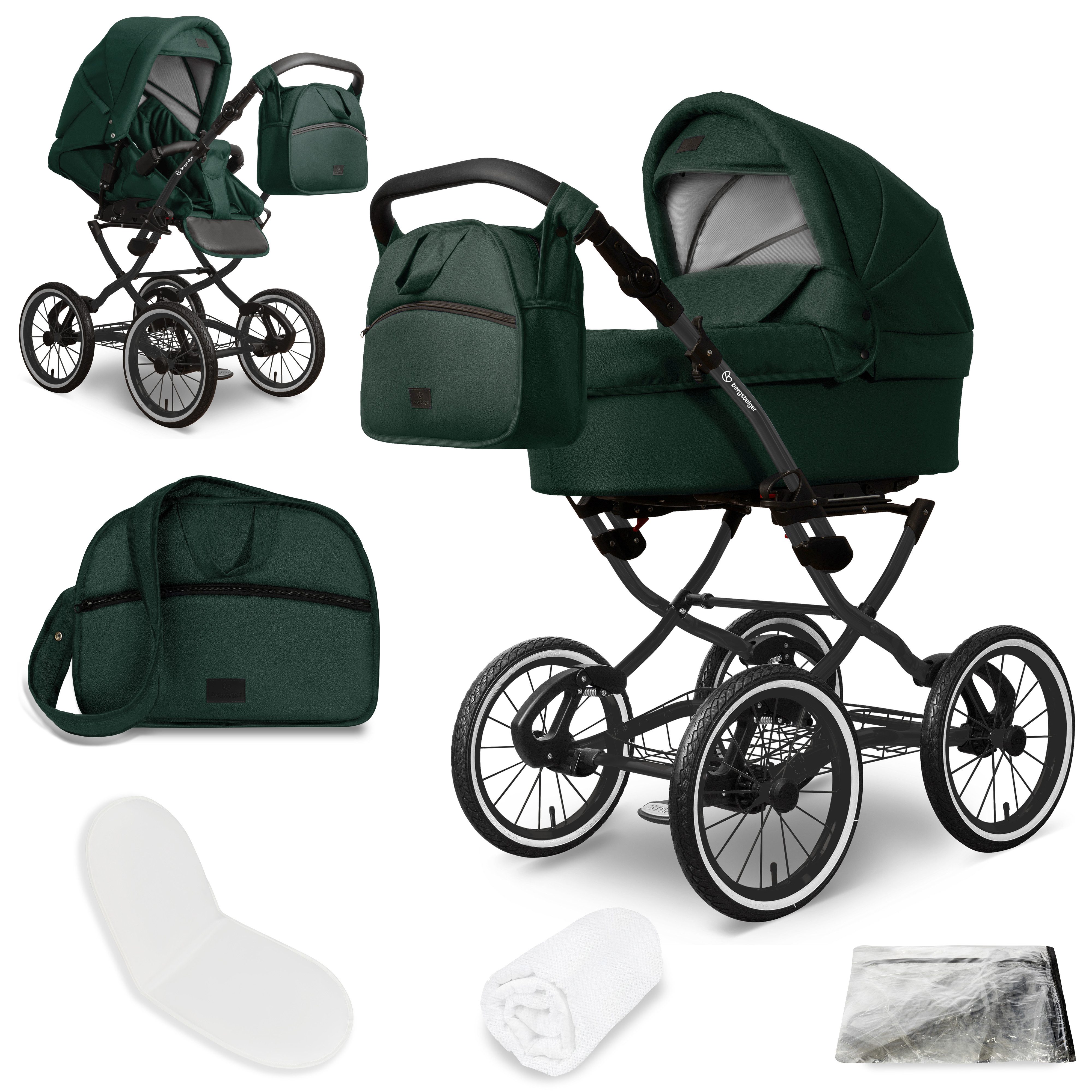 bergsteiger Kombi-Kinderwagen Venedig Retro-Kinderwagen 3in1, (10-tlg)