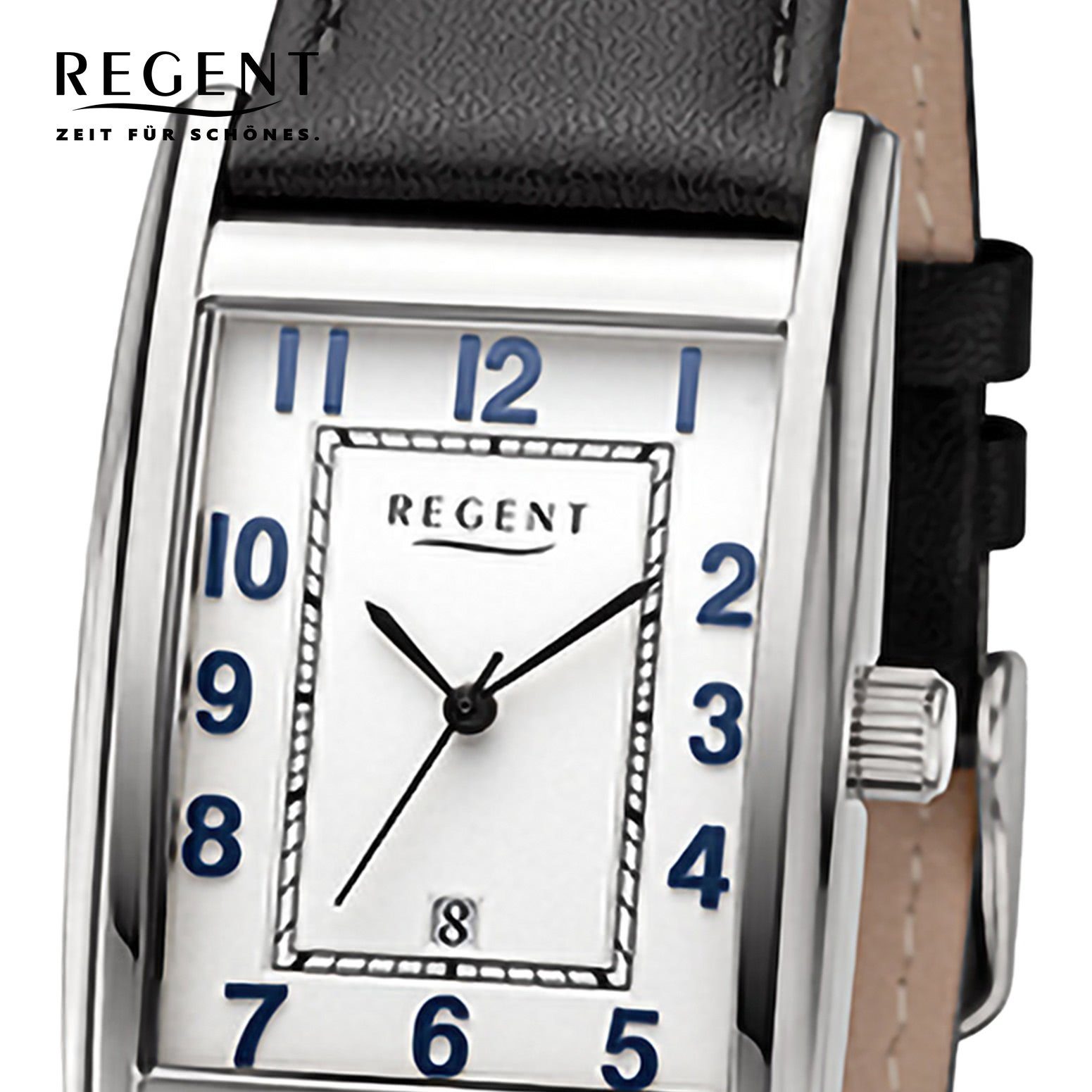Regent Quarzuhr Regent extra (ca. Analog, 29mm), Herren rund, groß Herren Armbanduhr Lederarmband Armbanduhr