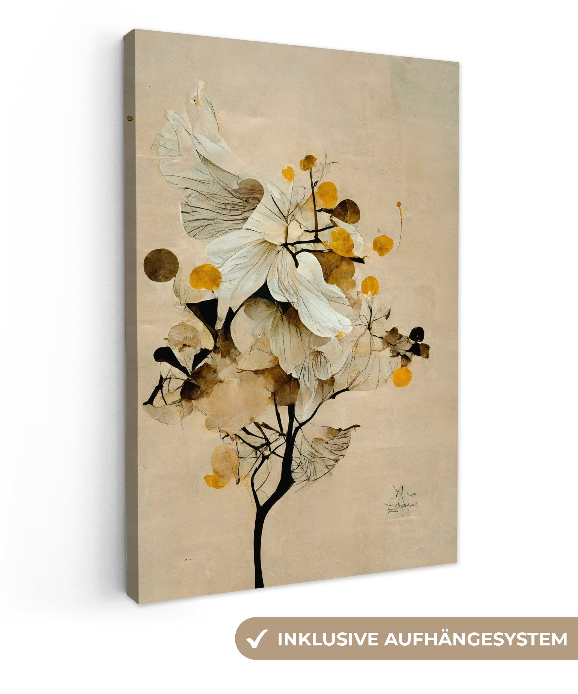 OneMillionCanvasses® Leinwandbild Blumen - Pflanzen - Gold - Vintage, Fotod günstig online kaufen