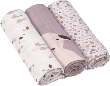 LÄSSIG Stoffwindeln Tini Farmer, Mulltuch-Set, Flowers Lilac (Set, 3-St), PETA-approved vegan