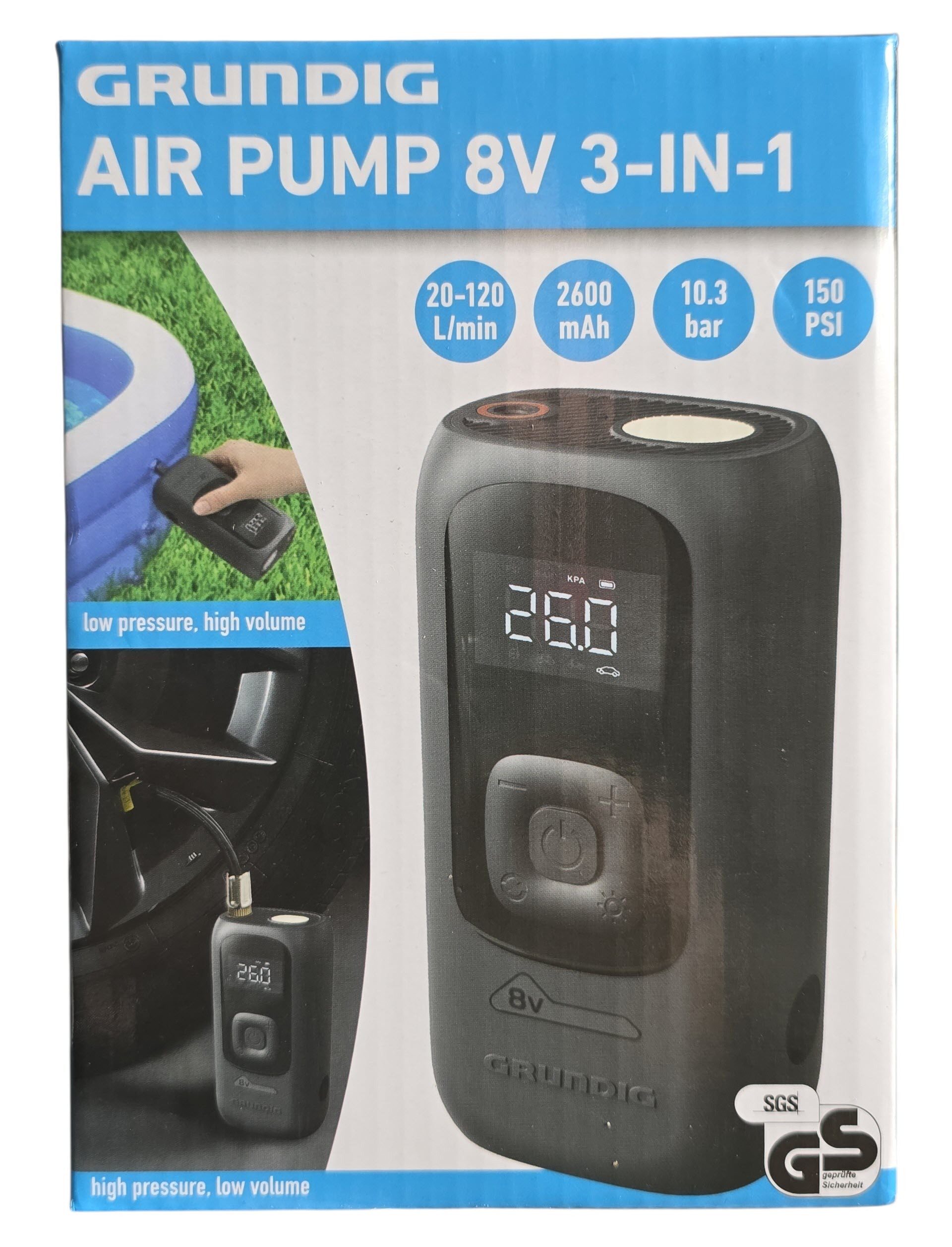 Spectrum Akku-Luftpumpe Akku Kompressor Mobile Luftpumpe 8 V 2000mah