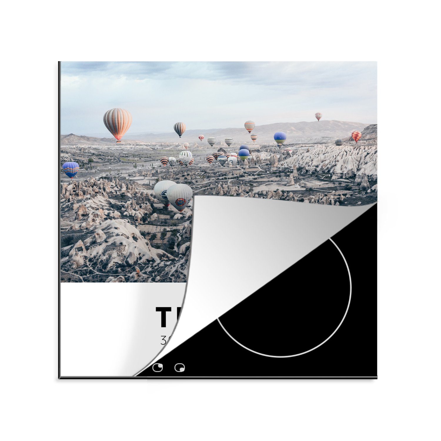 MuchoWow Herdblende-/Abdeckplatte Türkei - Heißluftballon - Kappadokien - Ballon, Vinyl, (1 tlg), 78x78 cm, Ceranfeldabdeckung, Arbeitsplatte für küche