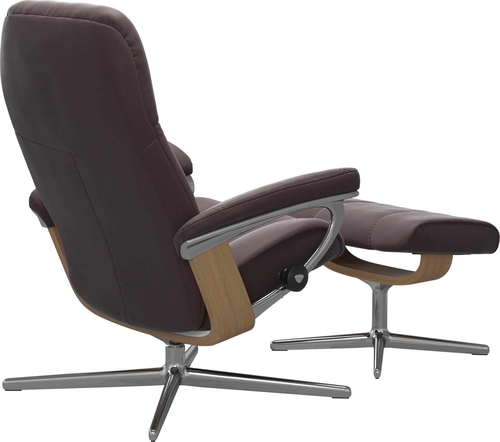 Stressless® Relaxsessel Consul (Set, & Relaxsessel Holzakzent mit Eiche Hocker, mit Cross S, M Größe Base, mit L, Hocker)