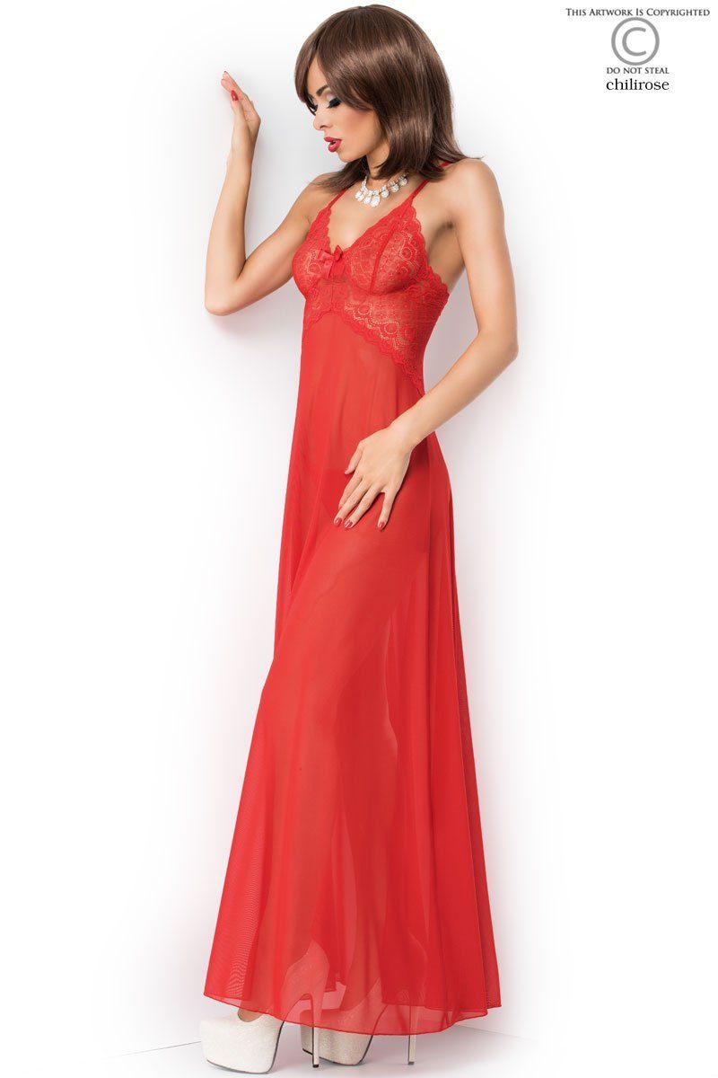 Netzkleid Babydoll lang in rot