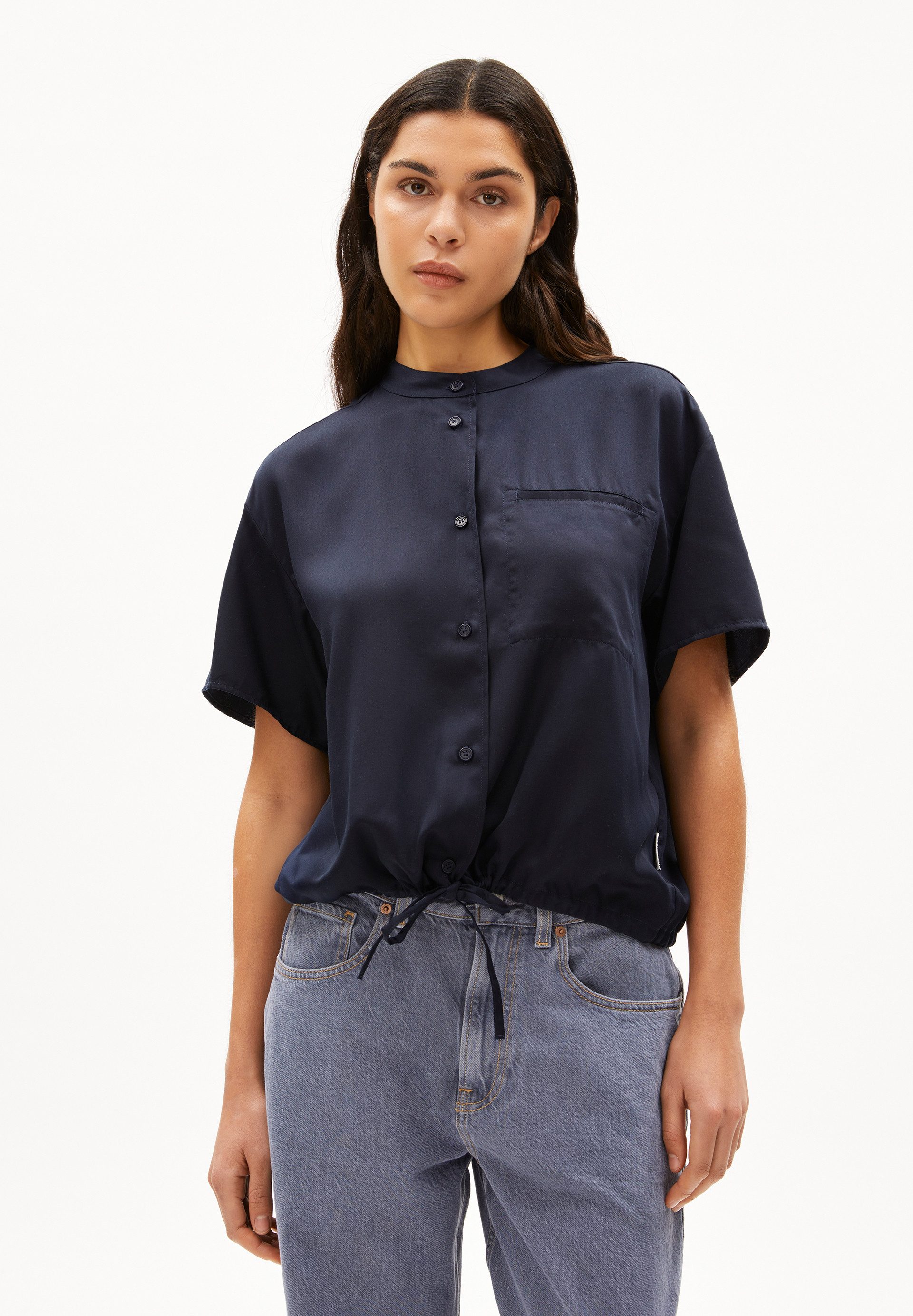 Hemdbluse BARAAHE Bluse aus TENCEL™ Lyocell Oversized Fit