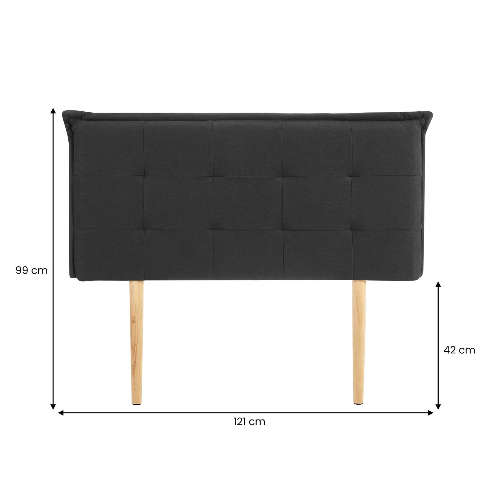 IDIMEX Kopfteil EBEYA, Bettkopfteil 120cm, Headboard Kopfteil gesteppt mit Stoffbezug schwarz