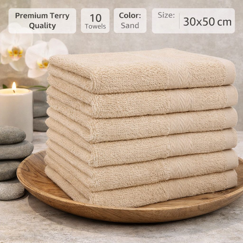 Betz Gästehandtücher 10 tlg. Gästehandtücher-Set PREMIUM 100 % Baumwolle 30x50cm, 100% Baumwolle (10-St)