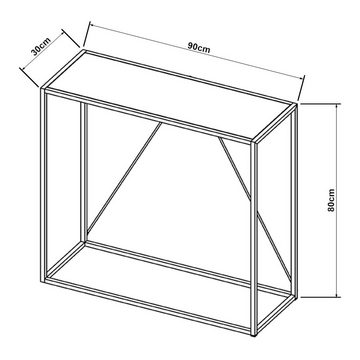 en.casa Konsolentisch, »Austevoll« aus Stahl 90x30x80cm Schwarz