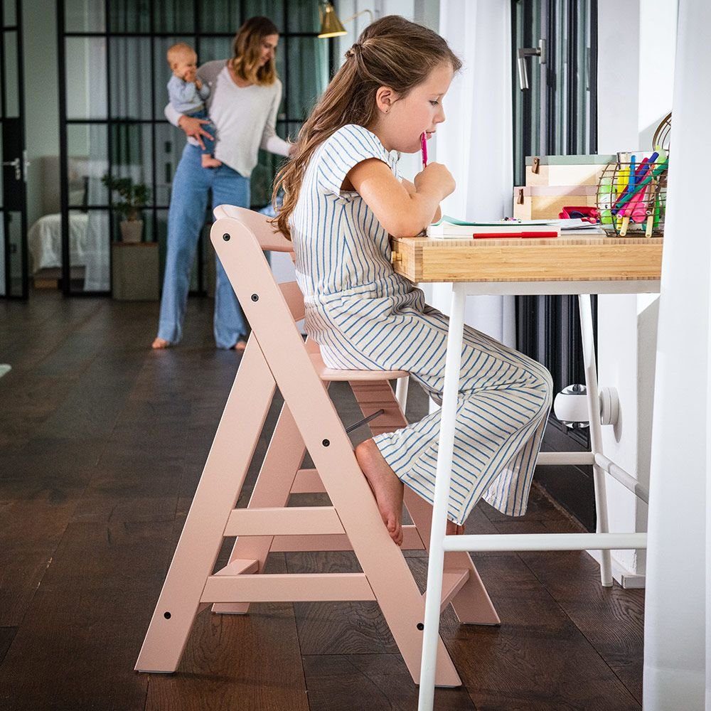 Plus Holz Hochstuhl Schutzbügel Mitwachsender Hauck - Rose, Gurt Alpha verstellbar & mit Kinderhochstuhl