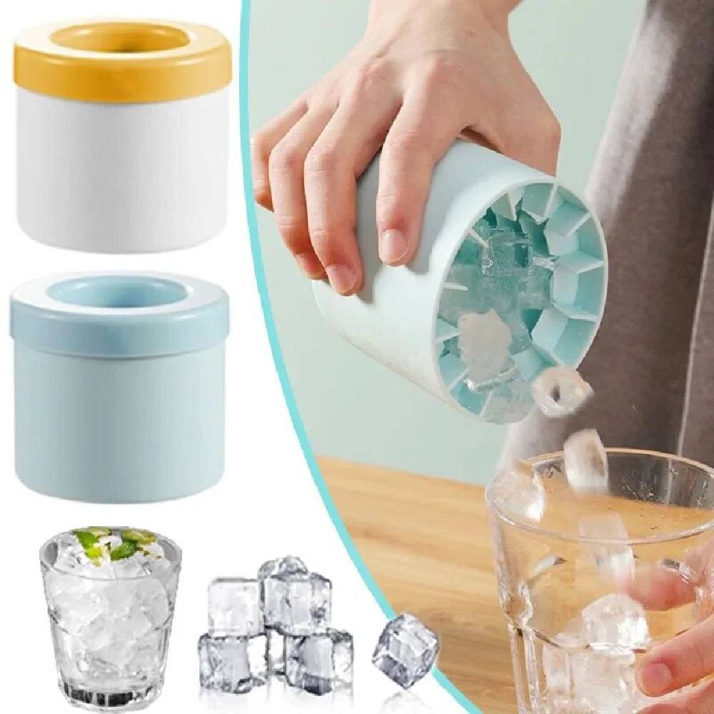 Blusmart Eiswürfelform Silikon Eiswürfelbehälter Silikon mit Deckel, (Eiskübel, runde Eiswürfelschale 2-tlg), Für Cocktailgetränke, Saft, Whisky usw