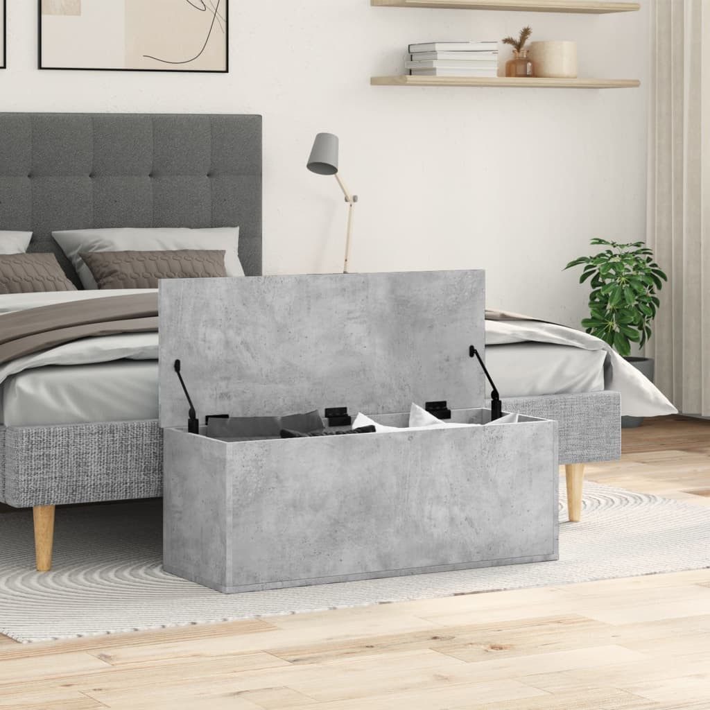 vidaXL Truhe 90 x 35 x 35 cm Truhe aus Holzwerkstoff Betongrau 90x35x35 cm Aufbewah