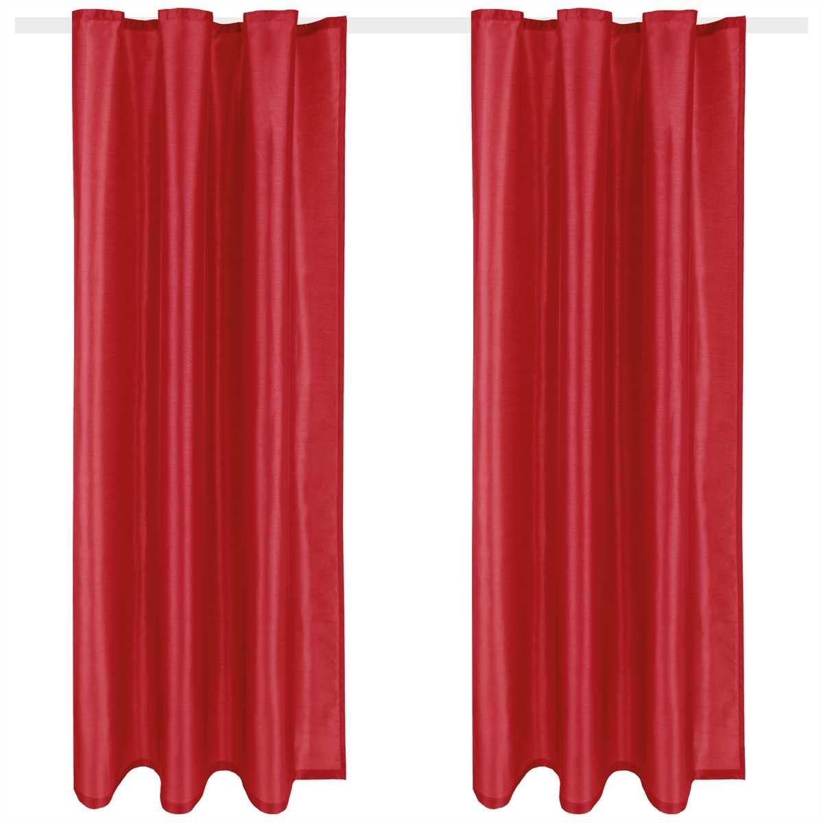 blickdicht, Arsvita, und Kräuselband, Vorhang, Rot Alessia / Farben (2 Größen Universalband Blickdichter Schlaufen vielen Fertiggardine St), mit in Dekoschal Microfaser,