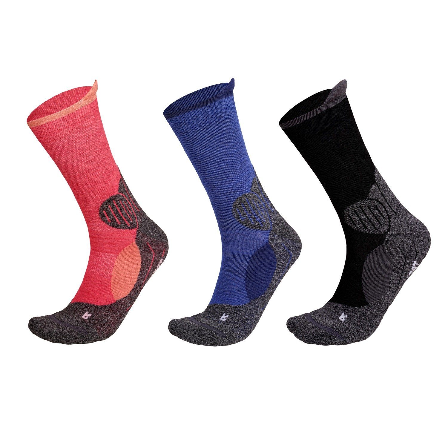 Wandersocken Trekkingsocken mit mittelstarker Polsterung Coolmax funktionsocken sport socken damen outdoor socken herren funtionsocken (Beutel, 3 Paar)