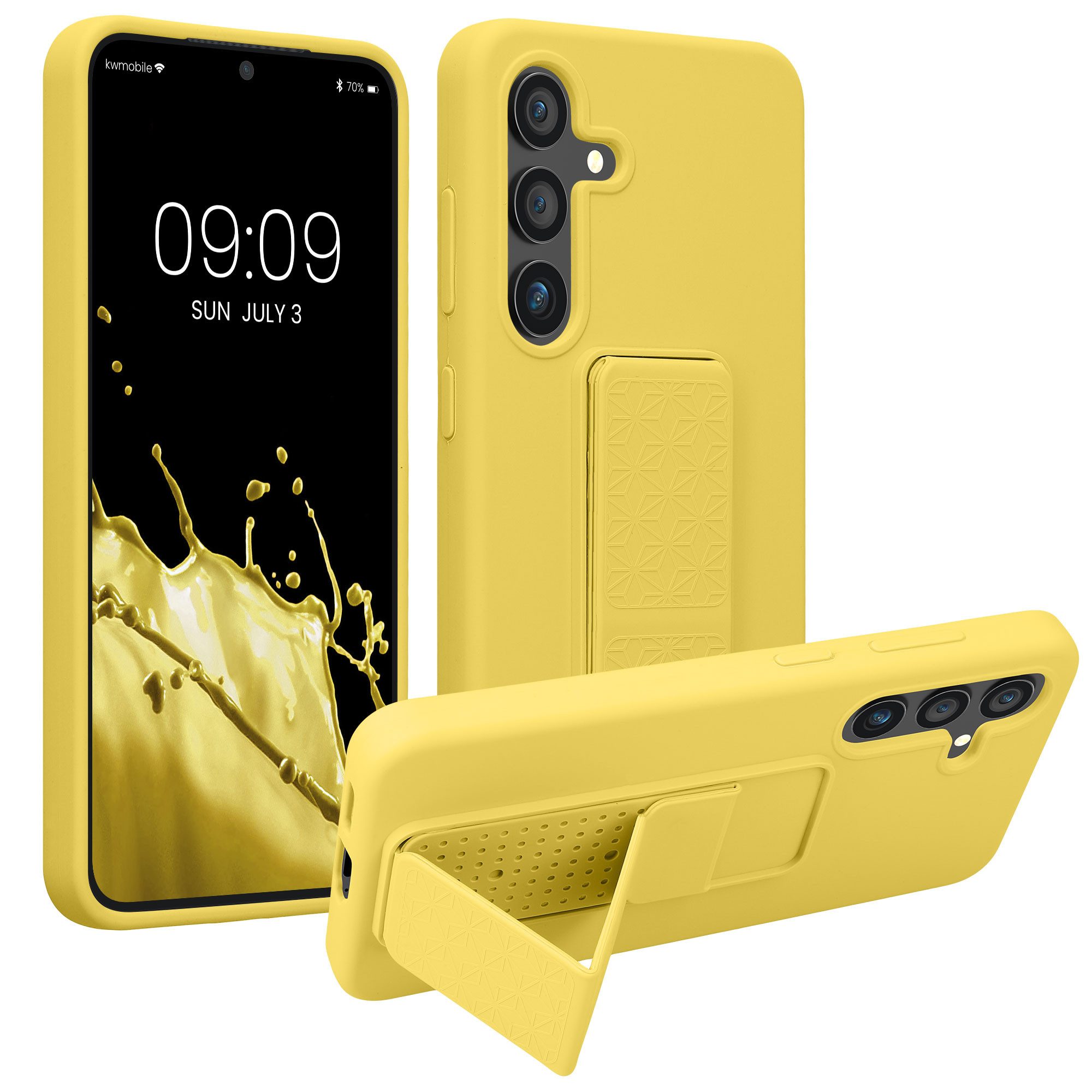 kwmobile Handyhülle kwmobile Handyhülle für Samsung Galaxy S24, Hülle mit Fingerhalter und Standfunktion - Silikon Case Handy Cover