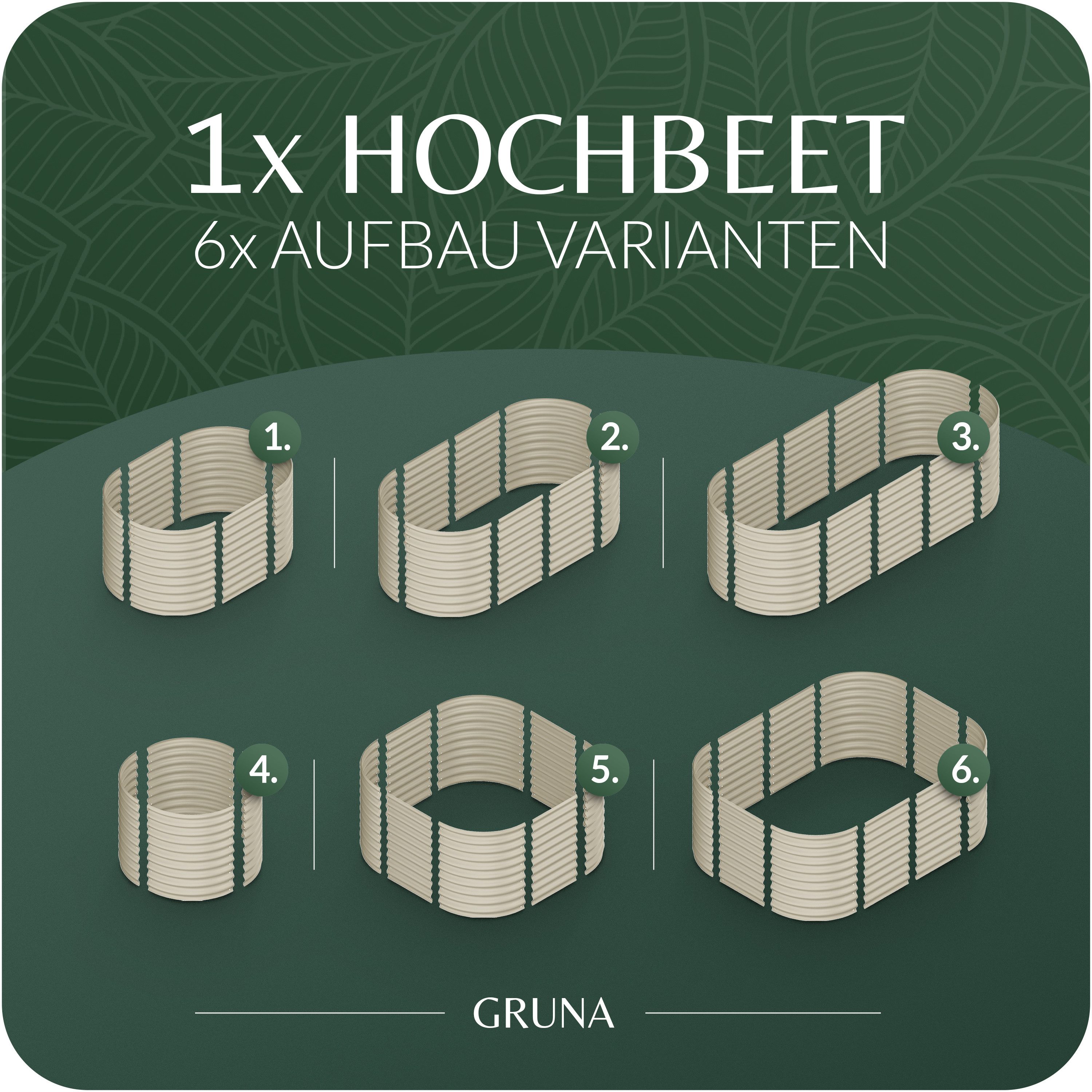 GRUNA Hochbeet GRUNA - Hochbeet Metall I 6 in 1 Modular Hochbeete-Kit